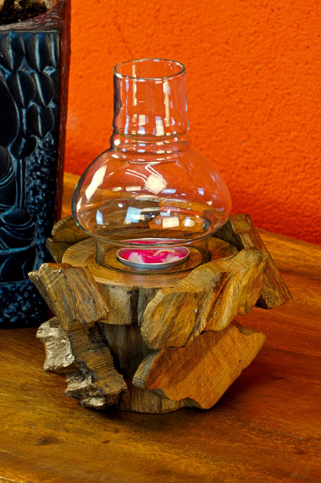 Kinaree Teelichthalter Wurzelholz Windlicht (inkl. Glasaufsatz), Akazien Ma günstig online kaufen