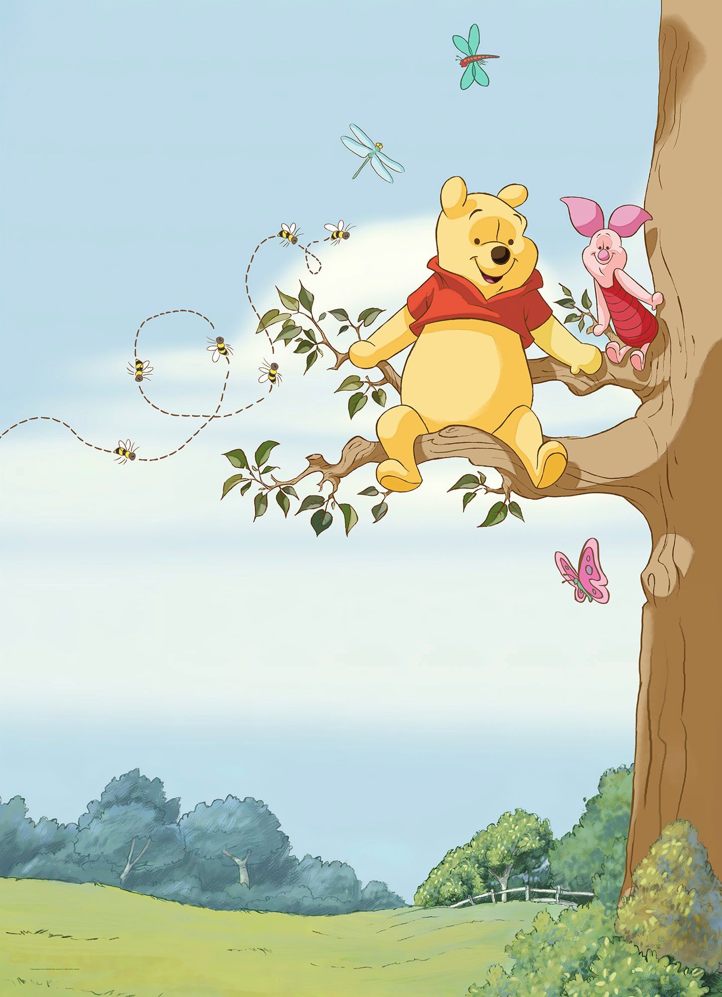 Komar Fototapete Winnie the Pooh Tree - Größe 184 x 254 cm, glatt, bedruckt, Kinderzimmer