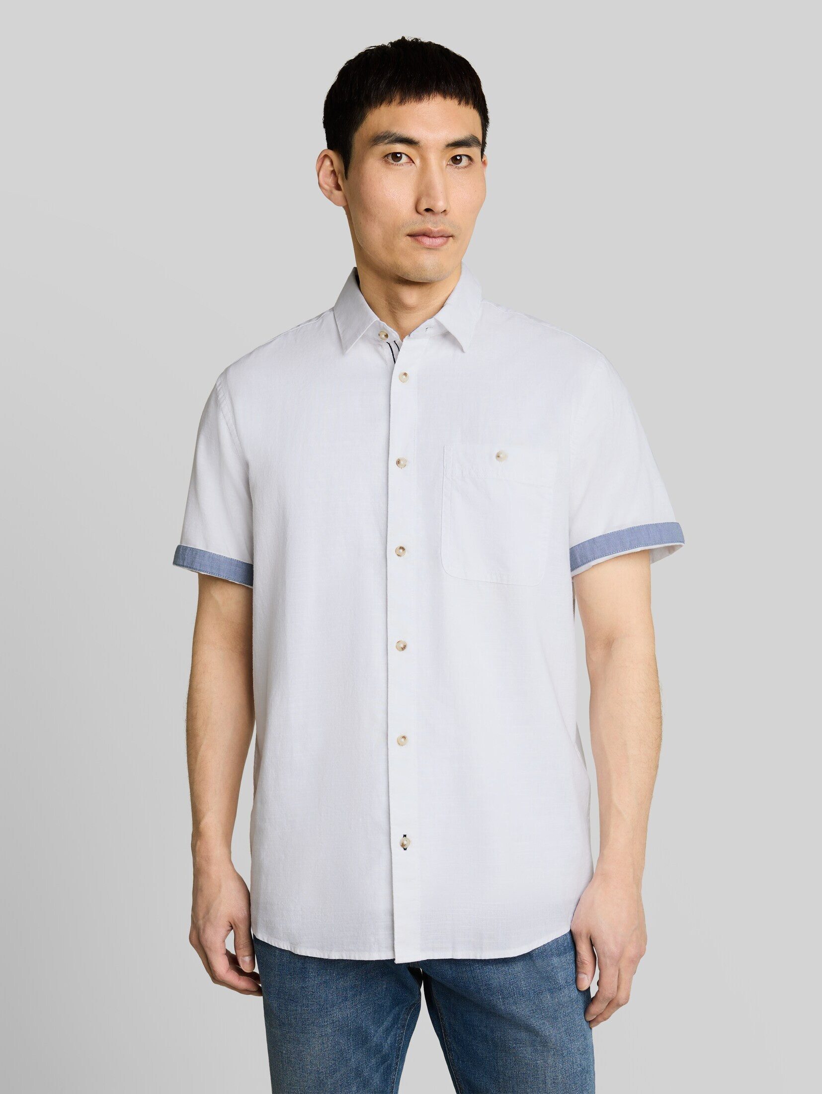TOM TAILOR Kurzarmhemd Blusen & Shirts Regular Fit Kurzarmhemd aus Baumwolle