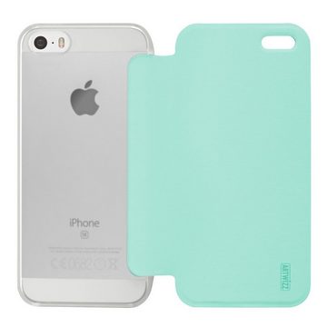 Artwizz Flip Case SmartJacket Soft-Touch Etui Schutzhülle in Metalloptik, Mint Grün, iPhone SE (2016), iPhone 5S, iPhone 5