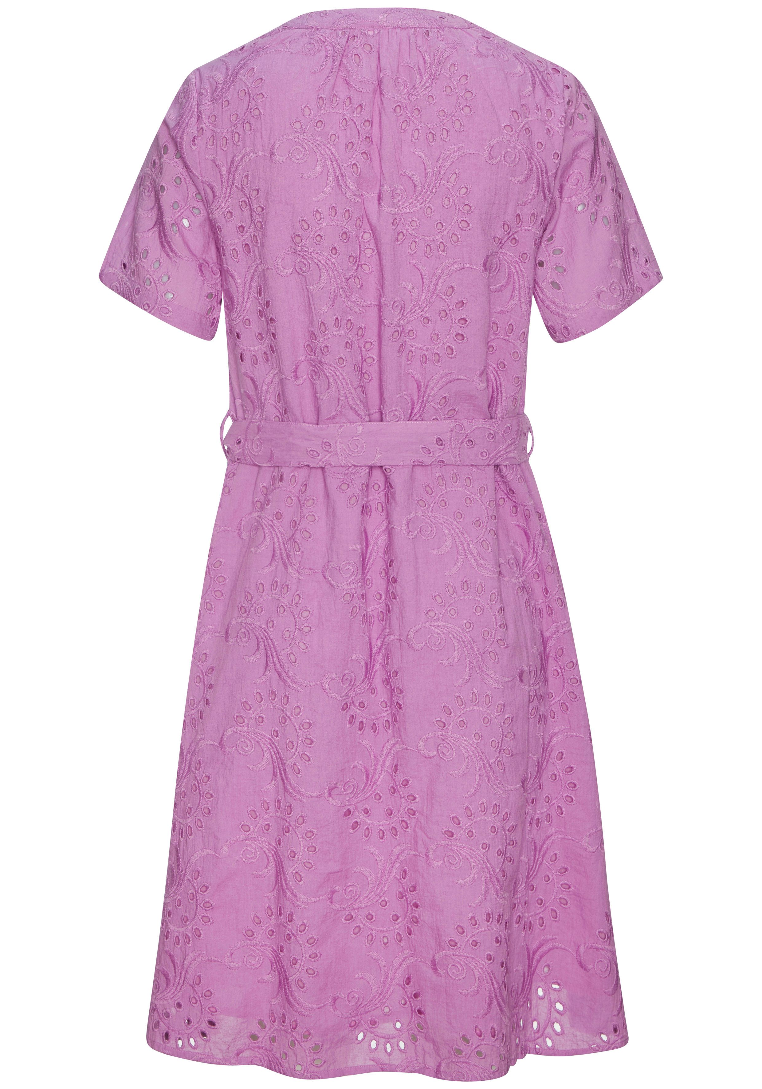 LASCANA Blusenkleid (mit Bindegürtel) und Lochstickerei, Spitzenkleid