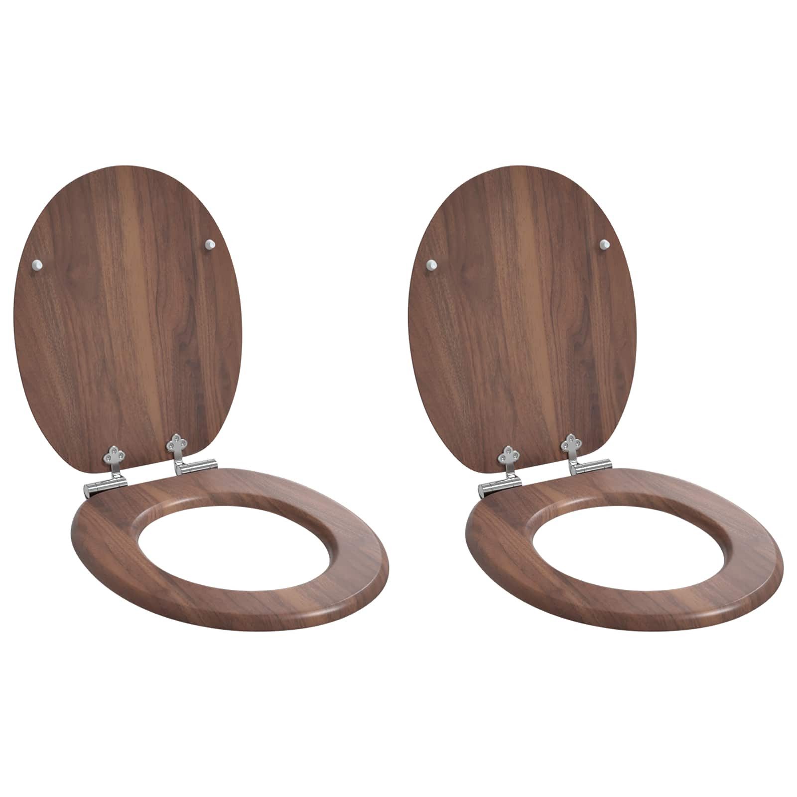 vidaXL WC-Sitz Toilettensitz 2 pcs Braun 44 x 38 cm Holzwerkstoff (2-St)