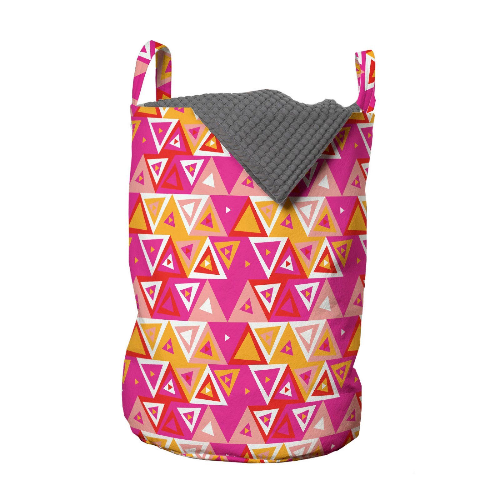 Abakuhaus Wäschesäckchen Wäschekorb mit Griffen Kordelzugverschluss für Waschsalons, Geometrisch Zusammenfassung Dreieck-Muster | Wäschesäcke