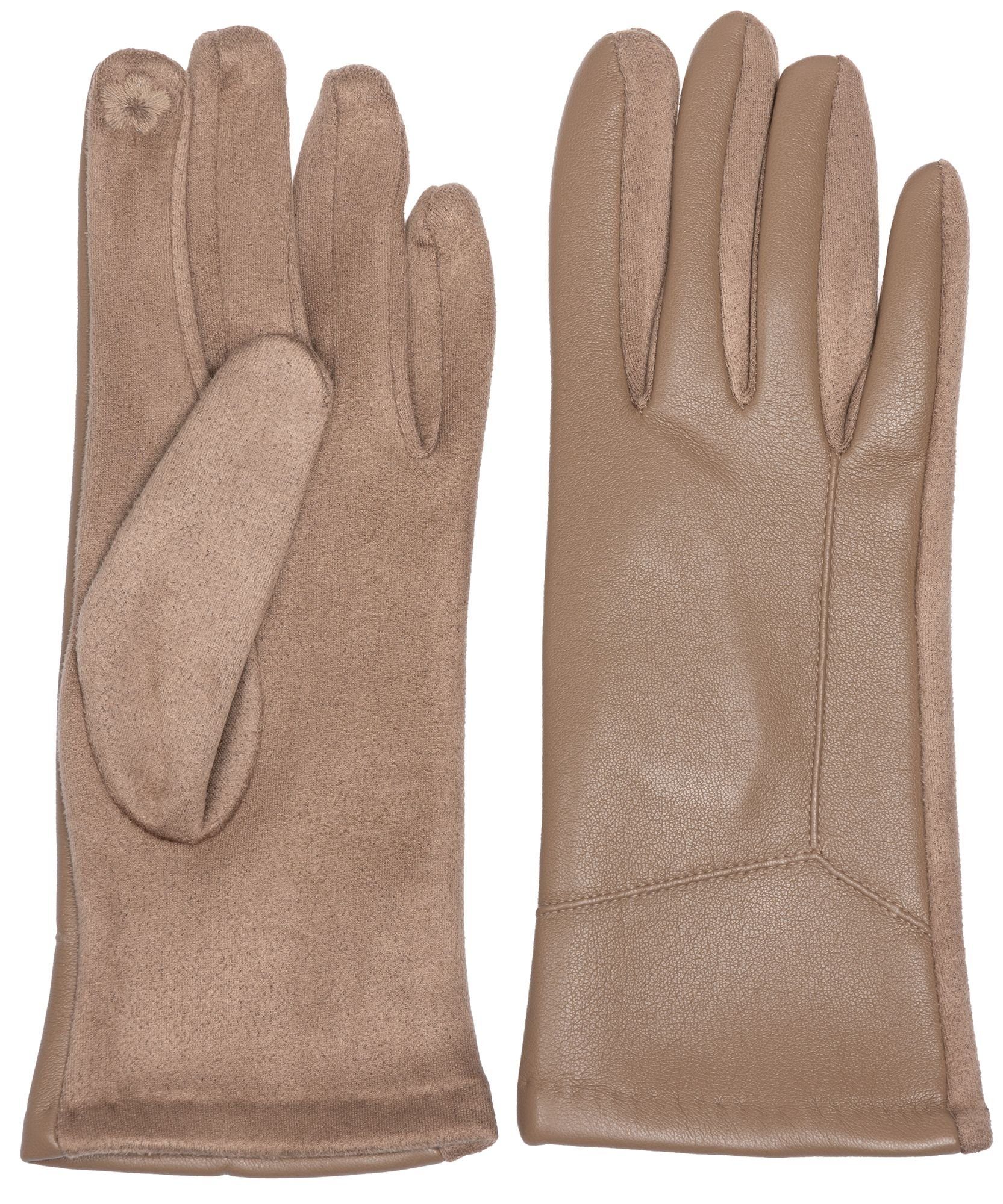 klassisch elegante Damen Handschuhe taupe uni Caspar Strickhandschuhe GLV015