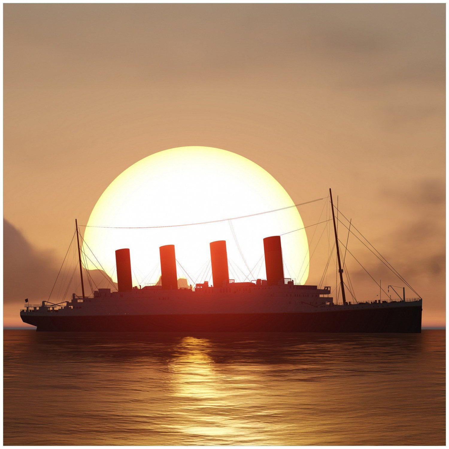 Wallario Möbelfolie Ozeandampfer im Sonnenuntergang