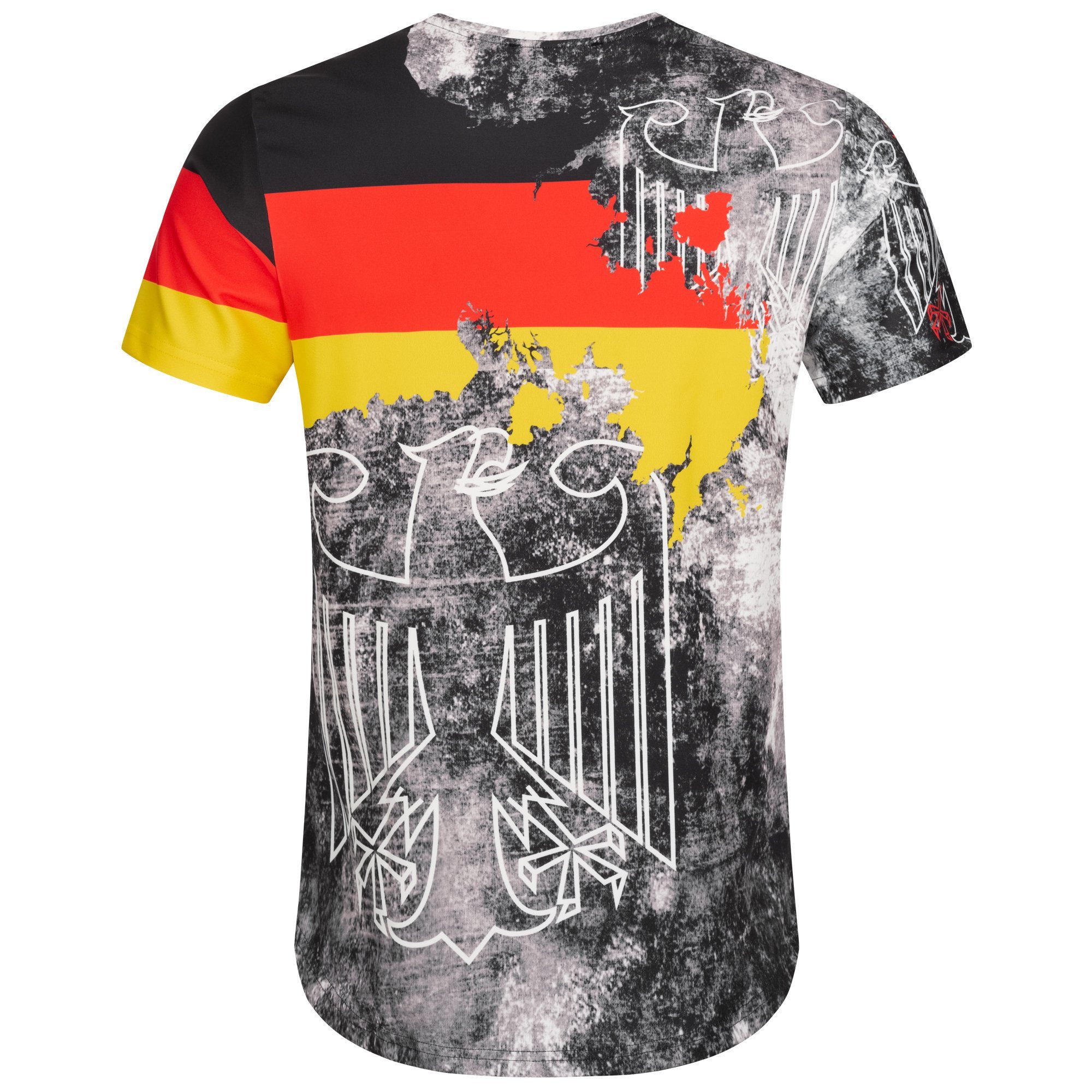 REPUBLIX T-Shirt Crew Länder Rundhalsausschnitt mit EM Oversize Deutschland Shirt Herren WM Schwarz FAN Neck
