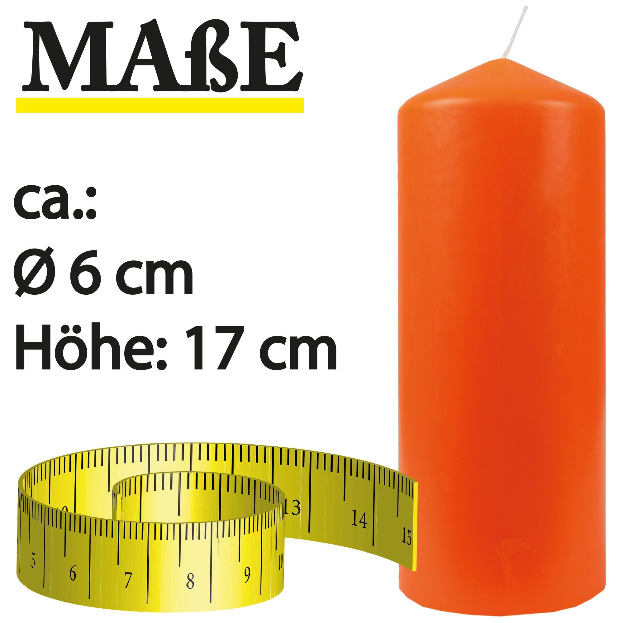 HS Candle Stumpenkerze Farben x in Ø6cm 17cm Dekokerze Ocker (3-tlg), Wachskerzen vielen Kerze 