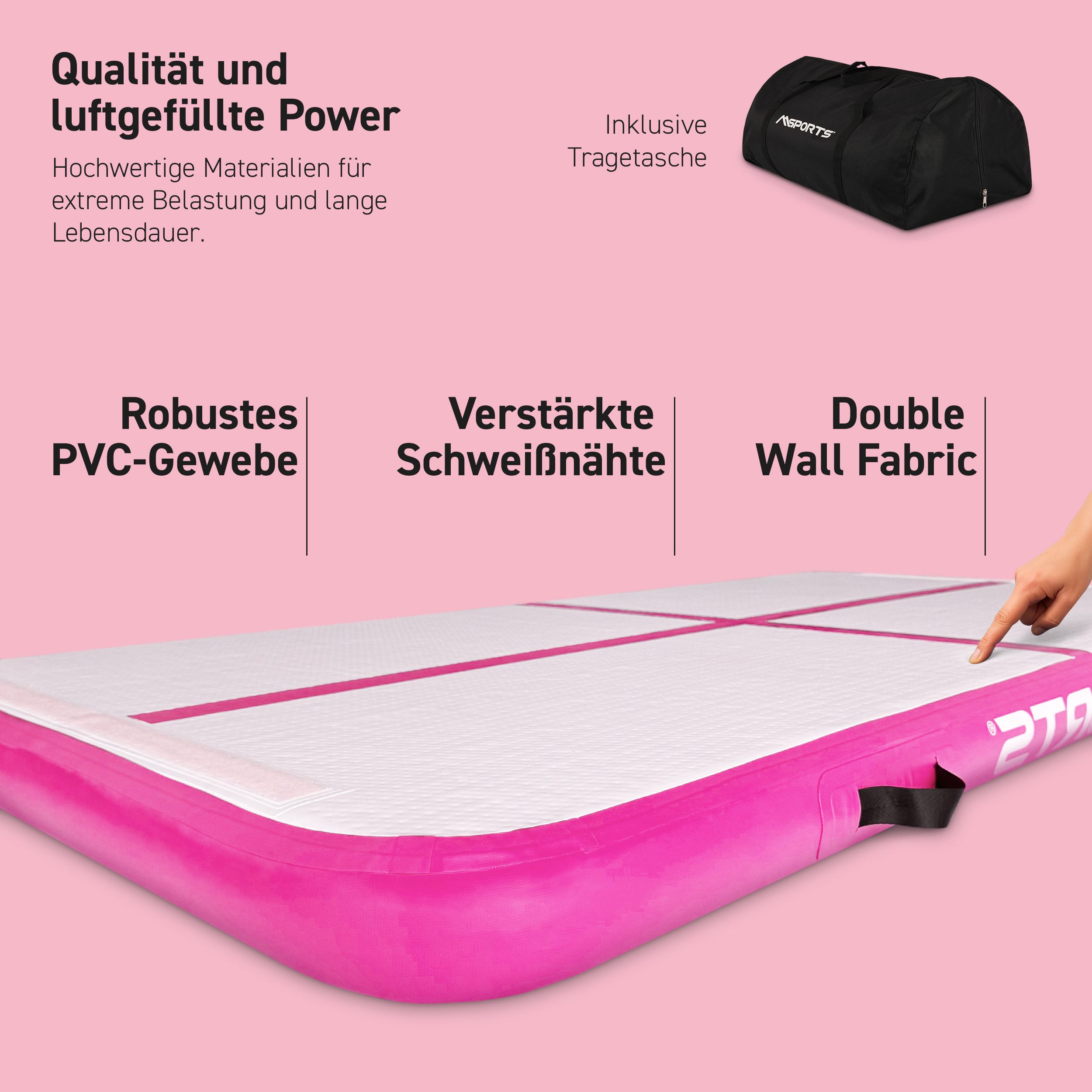 MSports® Turnmatte Air Track Matte 10 cm – aufblasbare Gymnastik‑ & Tumbling Matte