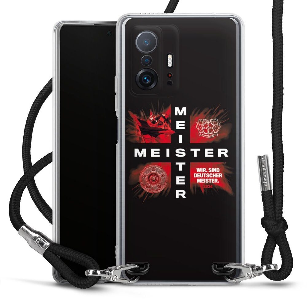DeinDesign Handyhülle Bayer 04 Leverkusen Meister Offizielles Lizenzprodukt, Xiaomi 11T Pro 5G Handykette Hülle mit Band Case zum Umhängen