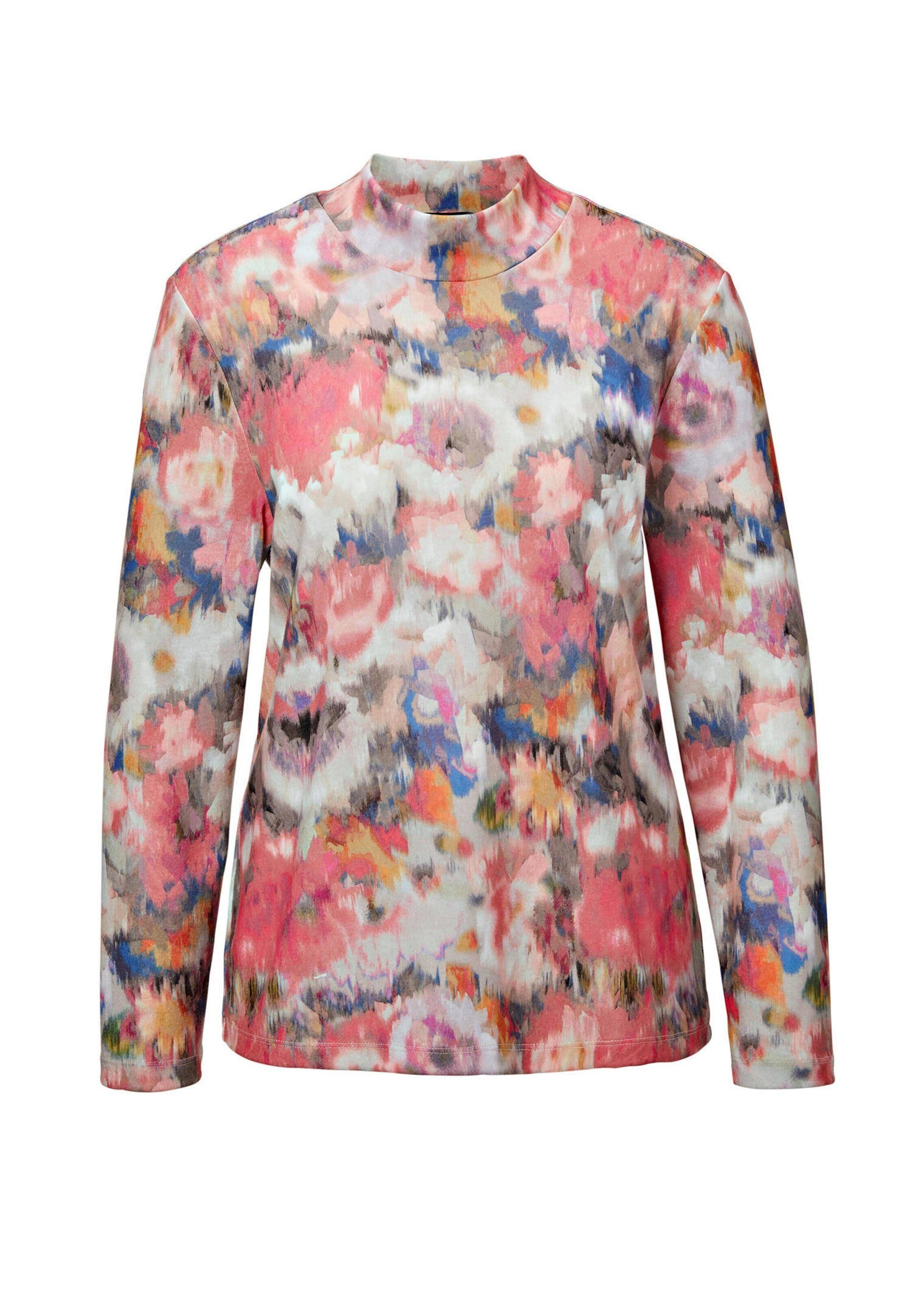 Print-Shirt Langarmshirt mit Stehkragen, Jersey
