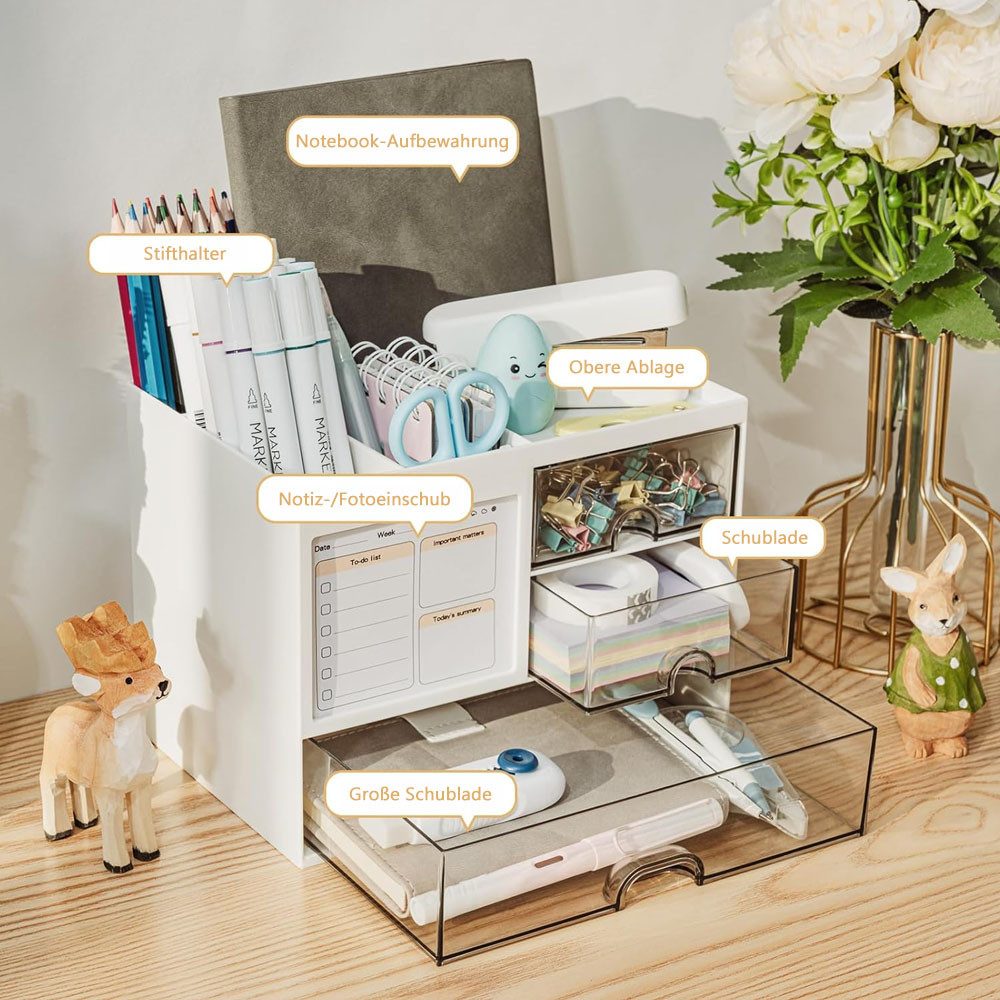 TUWENA Organizer Schreibtisch Organizer mit Schubladen, Multifunktional Stiftehalter