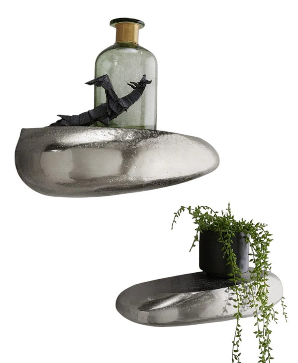 Main Möbel Hängeregal Wandregal 43x19cm "Stone" Alu vernickelt