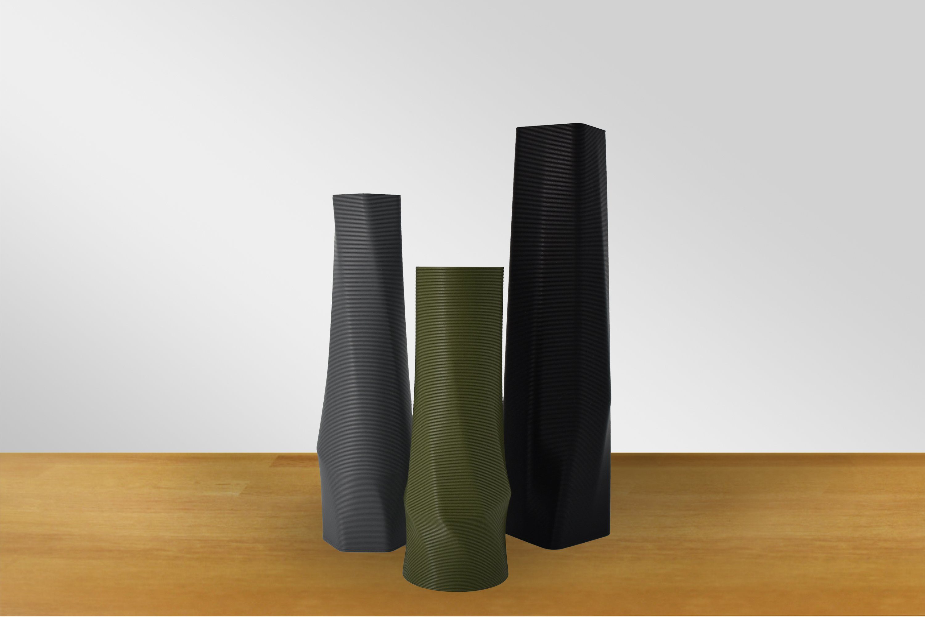 Materials Leichte - Wasserdicht; (basic), the 3D-Druck Vasen, 1 Schwarz (Rillung) vase Dekovase Farben, (Einzelmodell, Decorations 3D Vase), Shapes hexagon viele innerhalb Struktur 100% - des