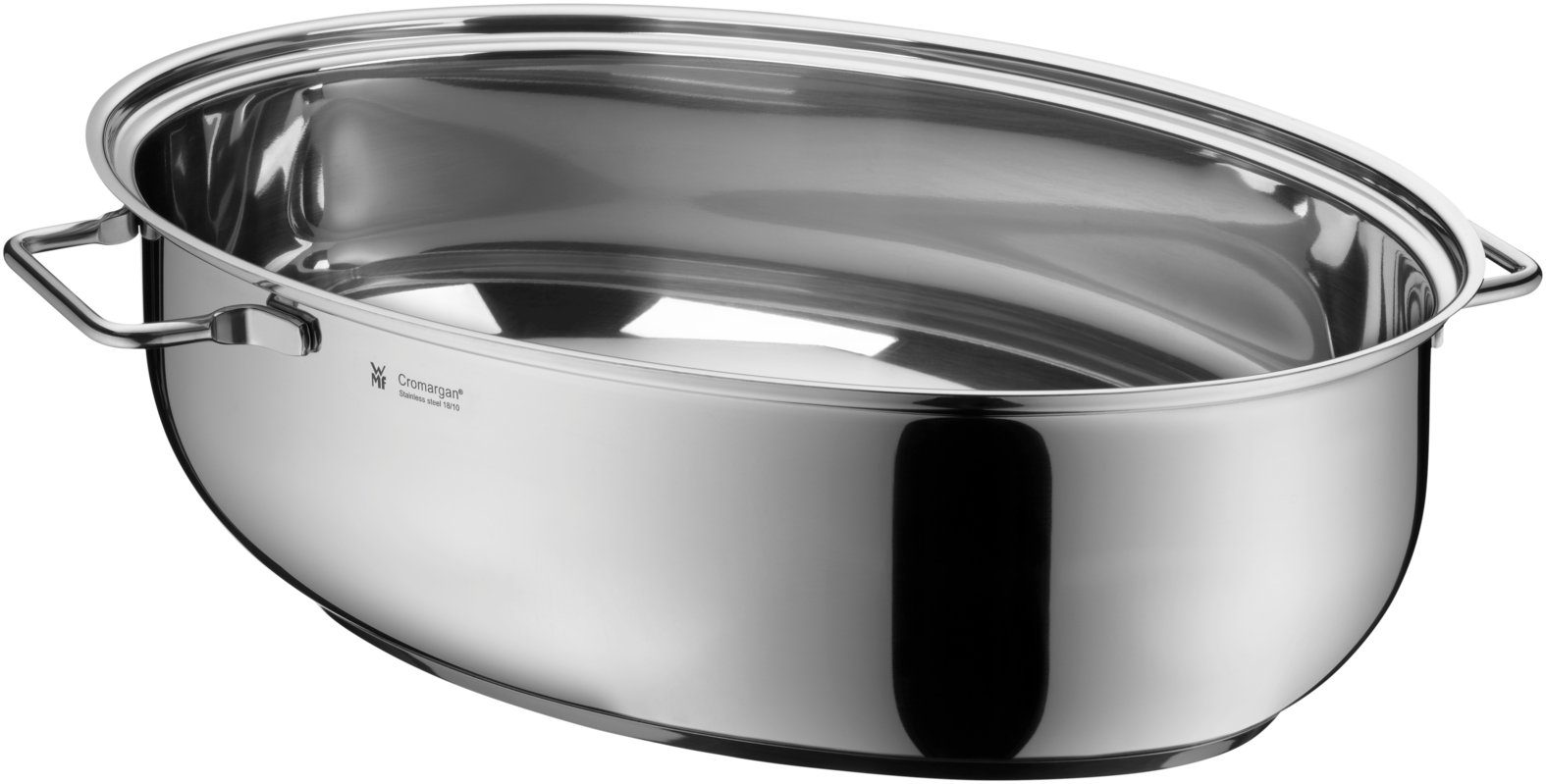 WMF Bräter Extrabräter mit Metalldeckel, Drahteinsatz und Fleischthermometer, Cromargan Edelstahl rostfrei 18/10 (1-tlg., Bräter oval, Induktionsdeckel, Bräter-Einsatz, Bratenthermomter), multifuktionaler Deckel, backofengeeignet, tropffreies Ausgießen