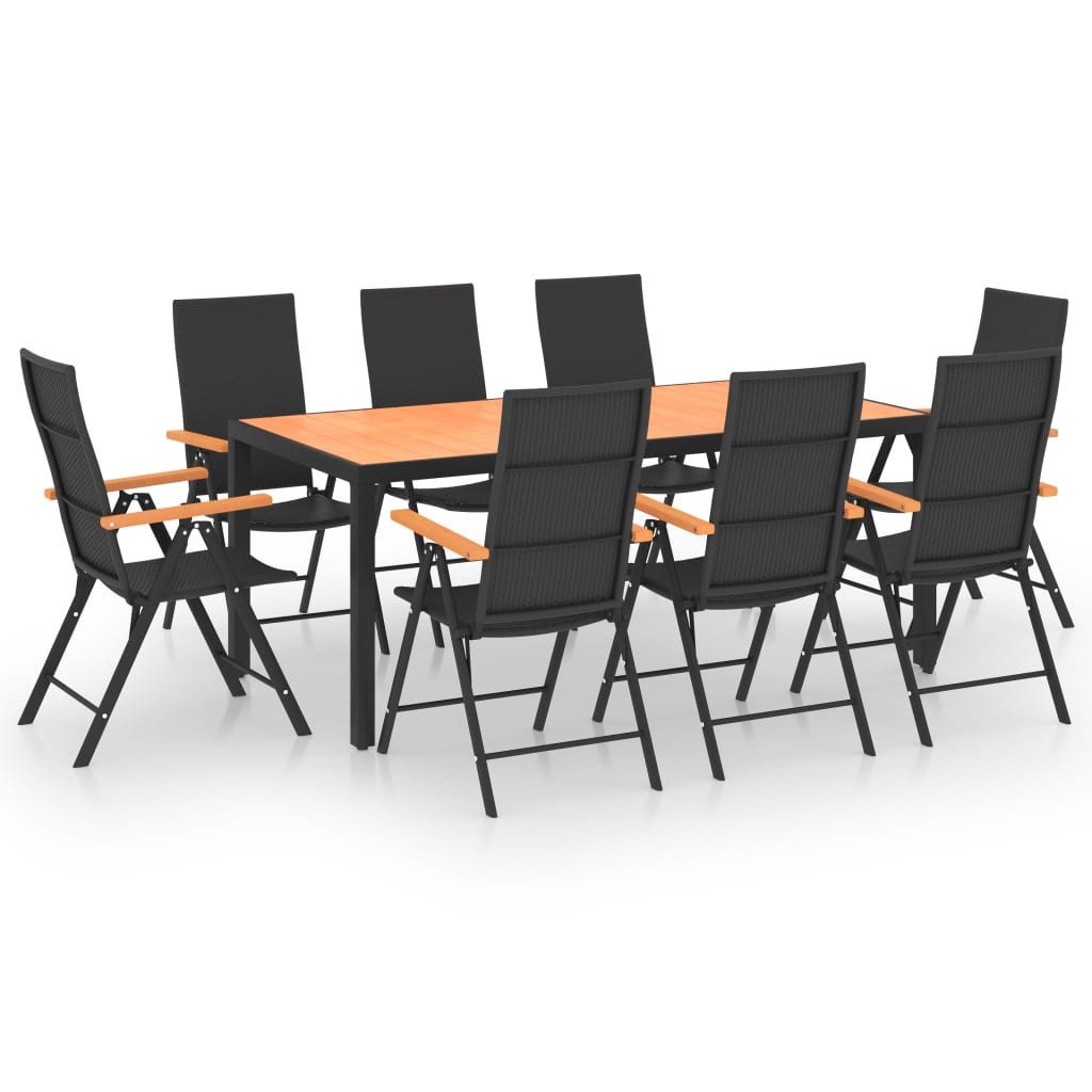 vidaXL Garten-Essgruppe 9-tlg. Garten-Essgruppe Schwarz und günstig online kaufen