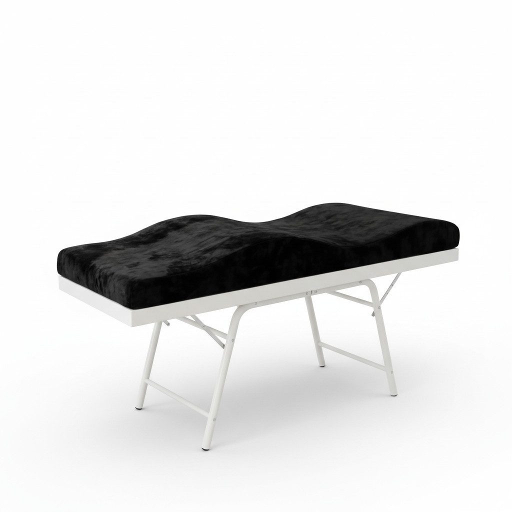 STM Company Massageliege Memory Foam Wellenmatratze für Kosmetikliege (180x60 cm / 190x70 cm, mit Veloursbezug), Anatomischer Lash Topper für Wimpern, PMU & Kosmetik