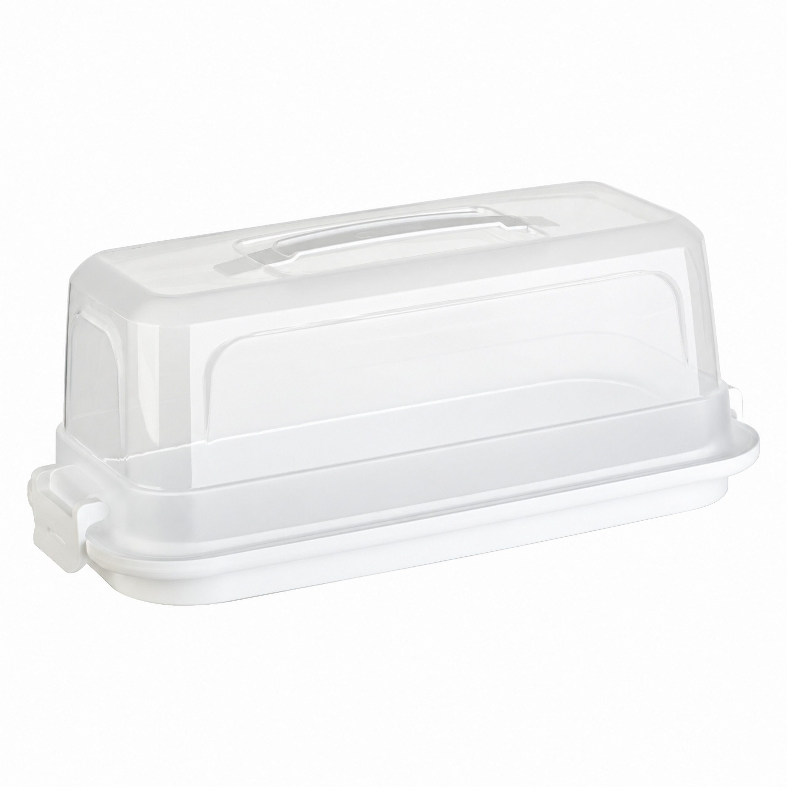 Engelland Kuchentransportbox mit Griff, Deckel und 2-fach Klick-Verschluss, schmal, rechteckig, Kunststoff, (L 38 x B 18 x H 14,50 cm, BPA-frei), spülmaschinengeeignet, lebensmittelecht, Stückeinteilungshilfe