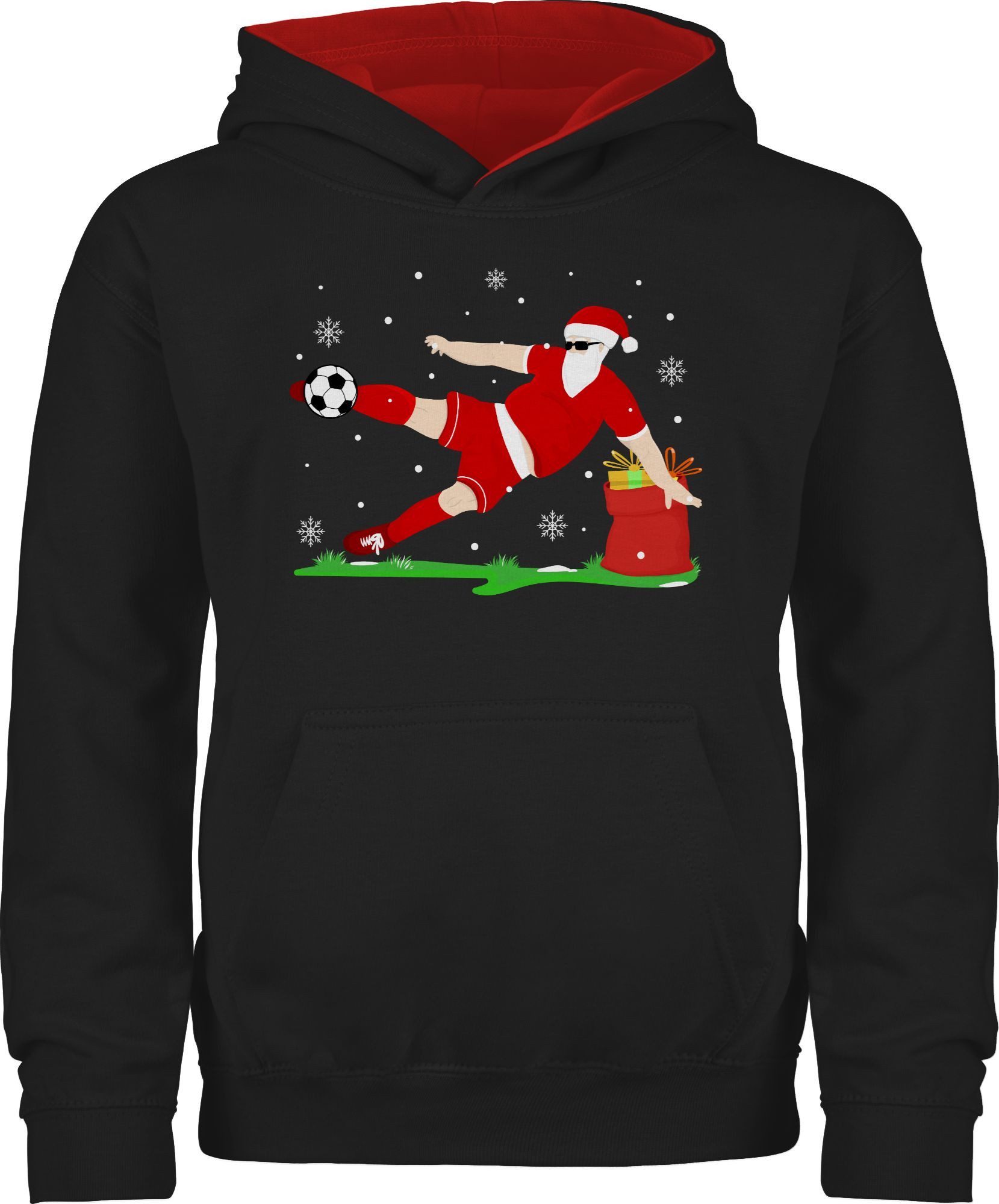 Shirtracer Hoodie Fußball Spieler Weihnachtsmann Weihnachten Kleidung Kinder