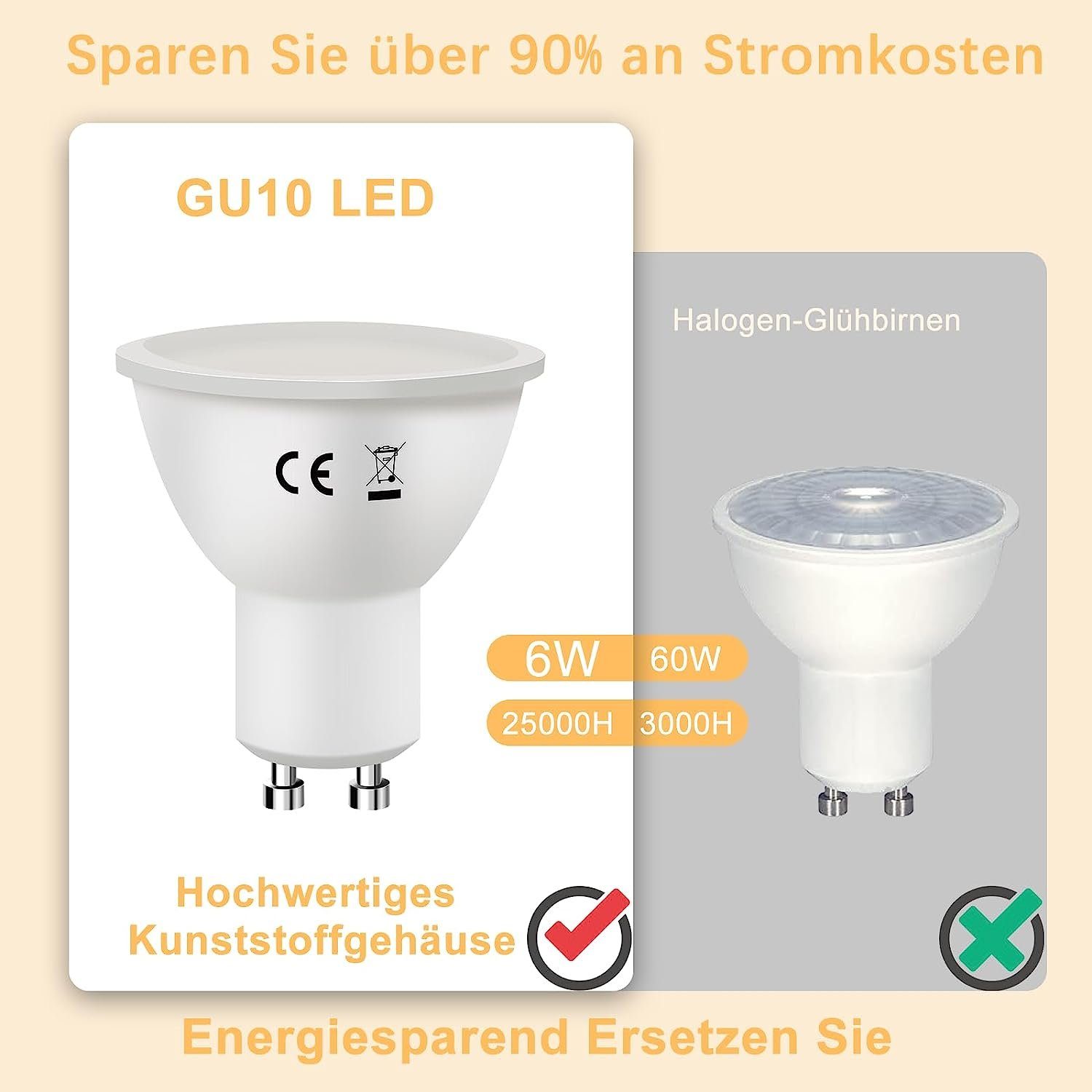 Warmweiß Abstrahlwinkel GU10, 6W Energiesparlampe St., Reflektor 10 110° Birne, LED-Leuchtmittel ZMH Spot