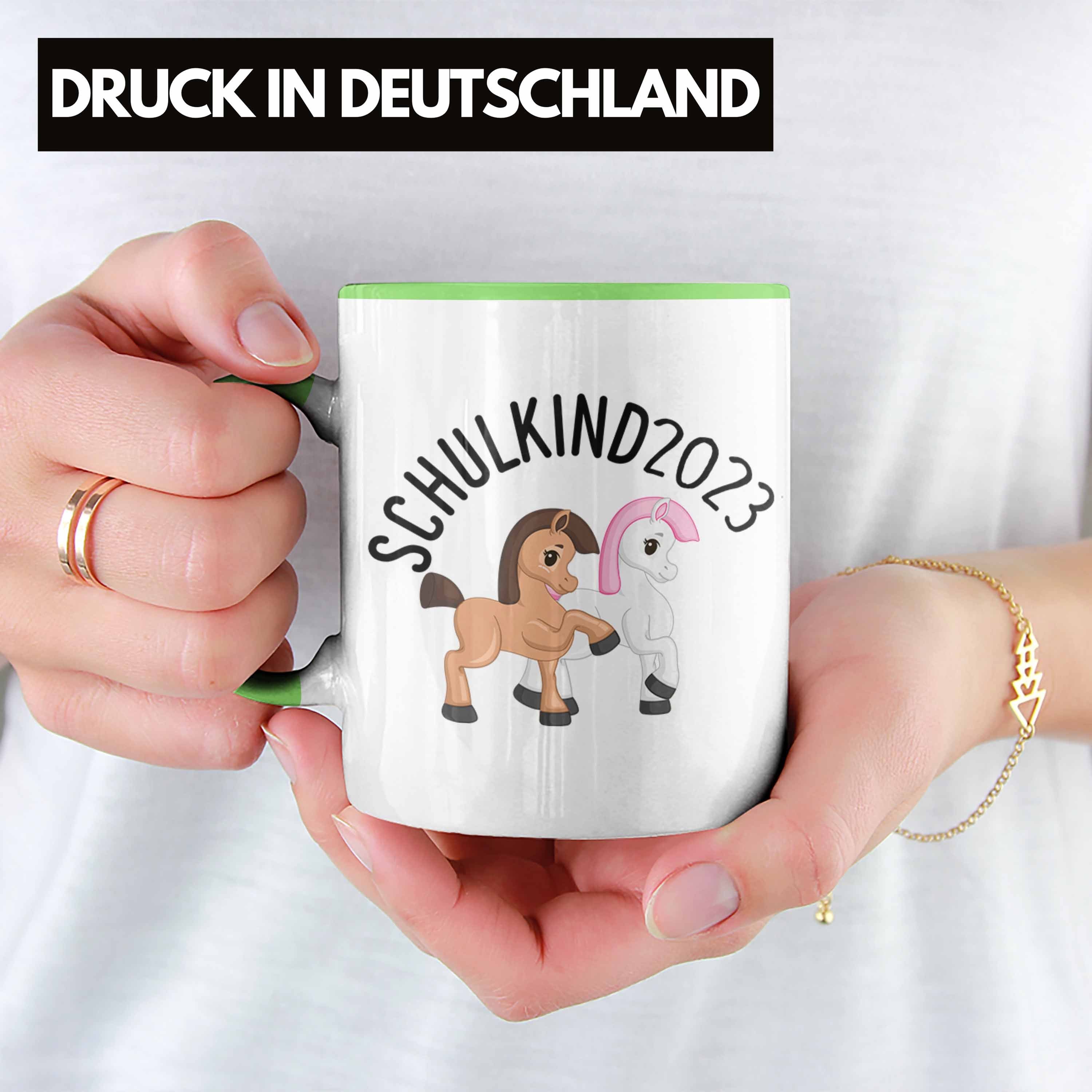 Trendation Tasse 2023 Trendation Geschenk Einschulung - Schulkind Pferde Mädchen Grün