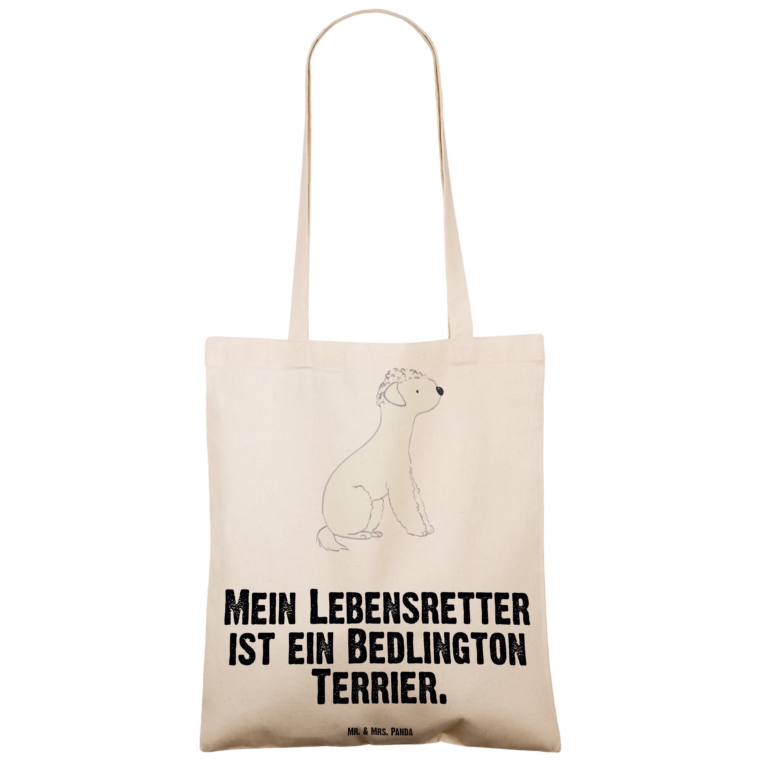 Terrier Geschenk, Lebensretter - Tragetasche Bedlington Panda Mr. - Mrs. Beuteltasch & (1-tlg) Transparent