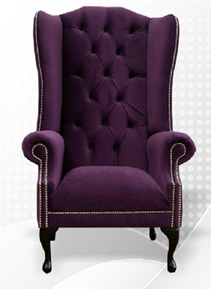 Xlmoebel Ohrensessel Lila Chesterfield-Sessel aus weichem Textil mit elegantem Design (1-St., Sessel), Hergestellt in Europa