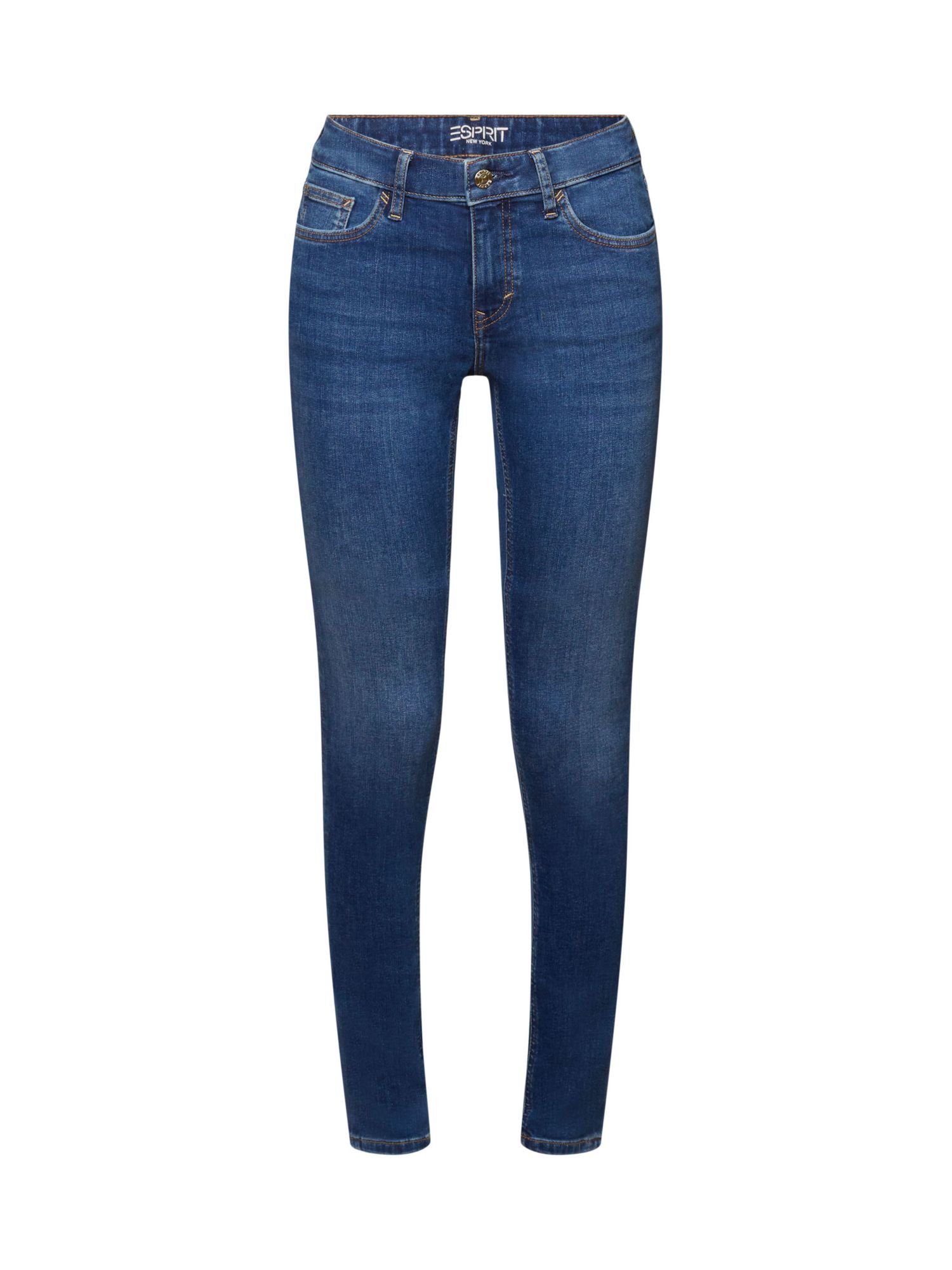 Esprit Skinny-fit-Jeans Skinny Jeans mit mittlerer Bundhöhe, Bund mit  Gürtelschlaufen, Knopf und Frontzipper