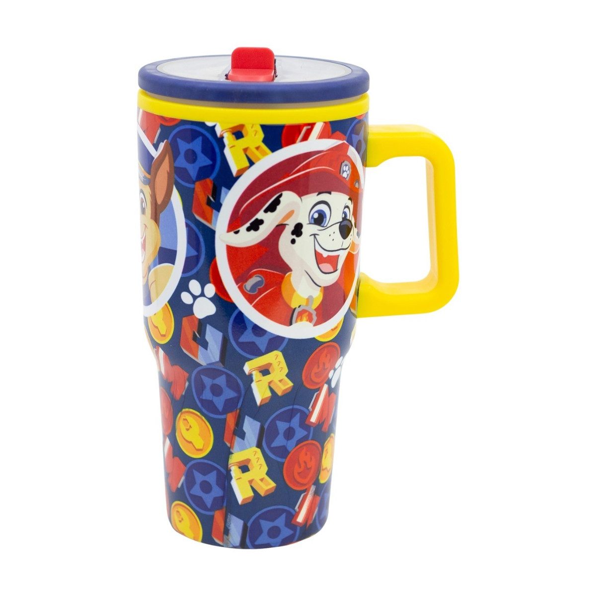 PAW PATROL Thermobecher - 640 ml Edelstahl doppelwandiger Trinkbecher mit Trinkhalm, 1-tlg., Edelstahl