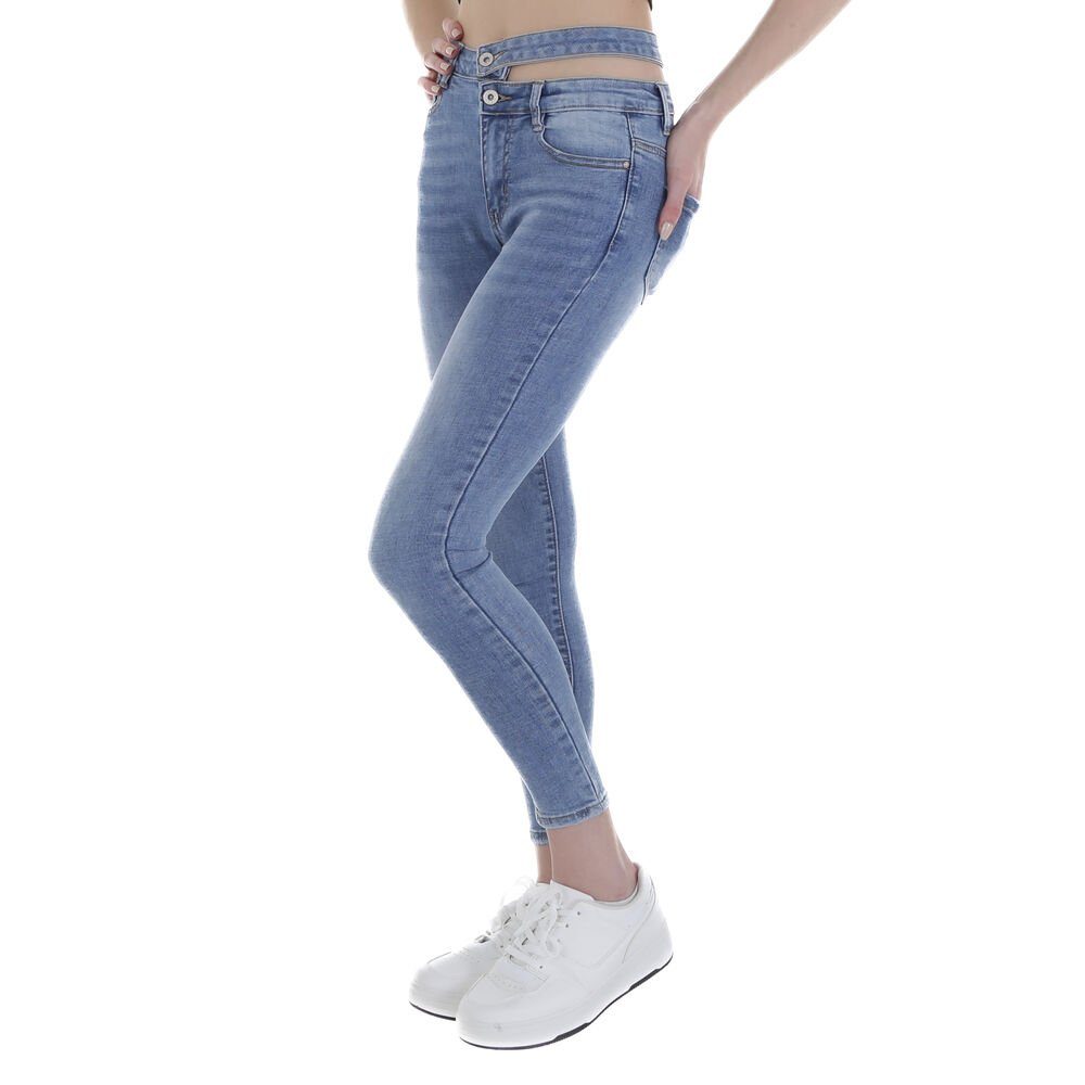 Jeans Used-Look Skinny Freizeit Ital-Design in Stretch Skinny-fit-Jeans Damen Blau