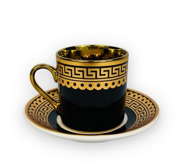 Bavary Kaffeeservice Luxus Gold Espressotassen 12 TLG für 6 Personen Tassen + Untertassen, 6 Personen, Kaffeetassen, Kaffeebecher, Tassen und Untertassen, Porzellan