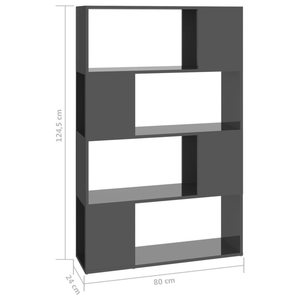 cm, 1-tlg. Bücherregal Raumteiler Hochglanz-Grau vidaXL 80x24x124,5 Bücherregal