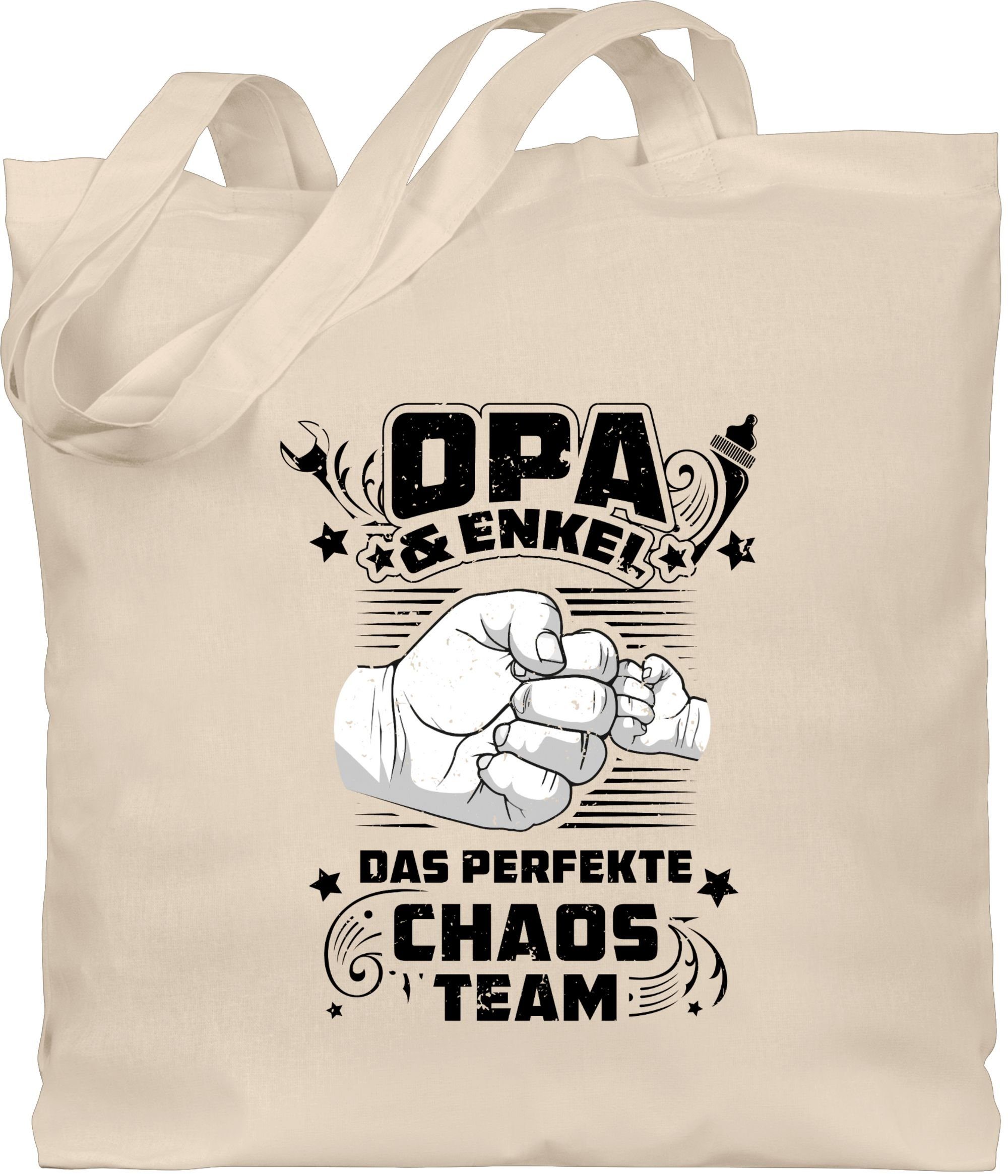 Shirtracer Umhängetasche - Geschenke perfekte Opa & Enkel Vintage Chaos schwarz, - 2 Das Team Naturweiß Opa