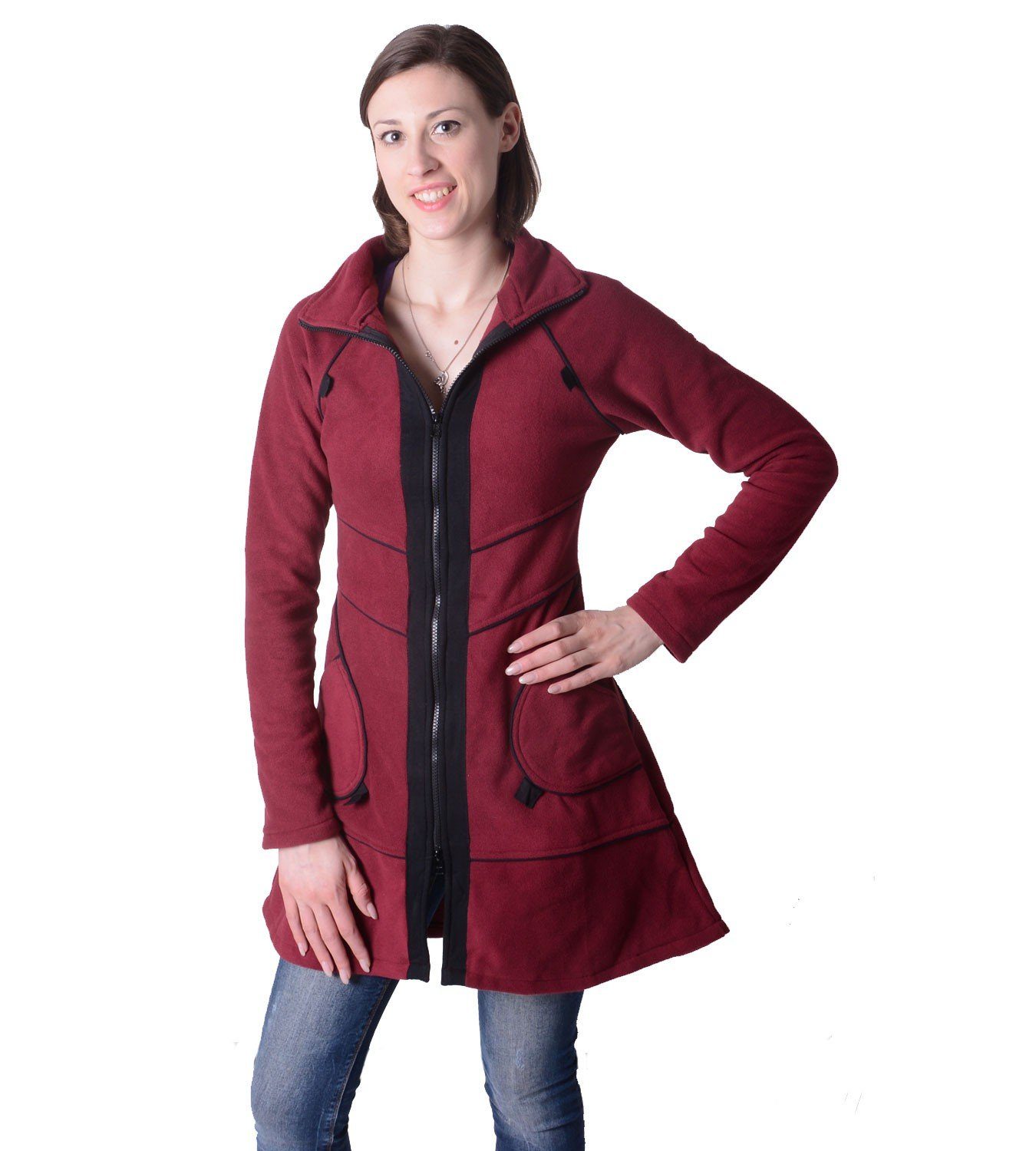 Fleecejacke Patchwork Fleecemantel - Goa Hippie Jacke Damenjacke