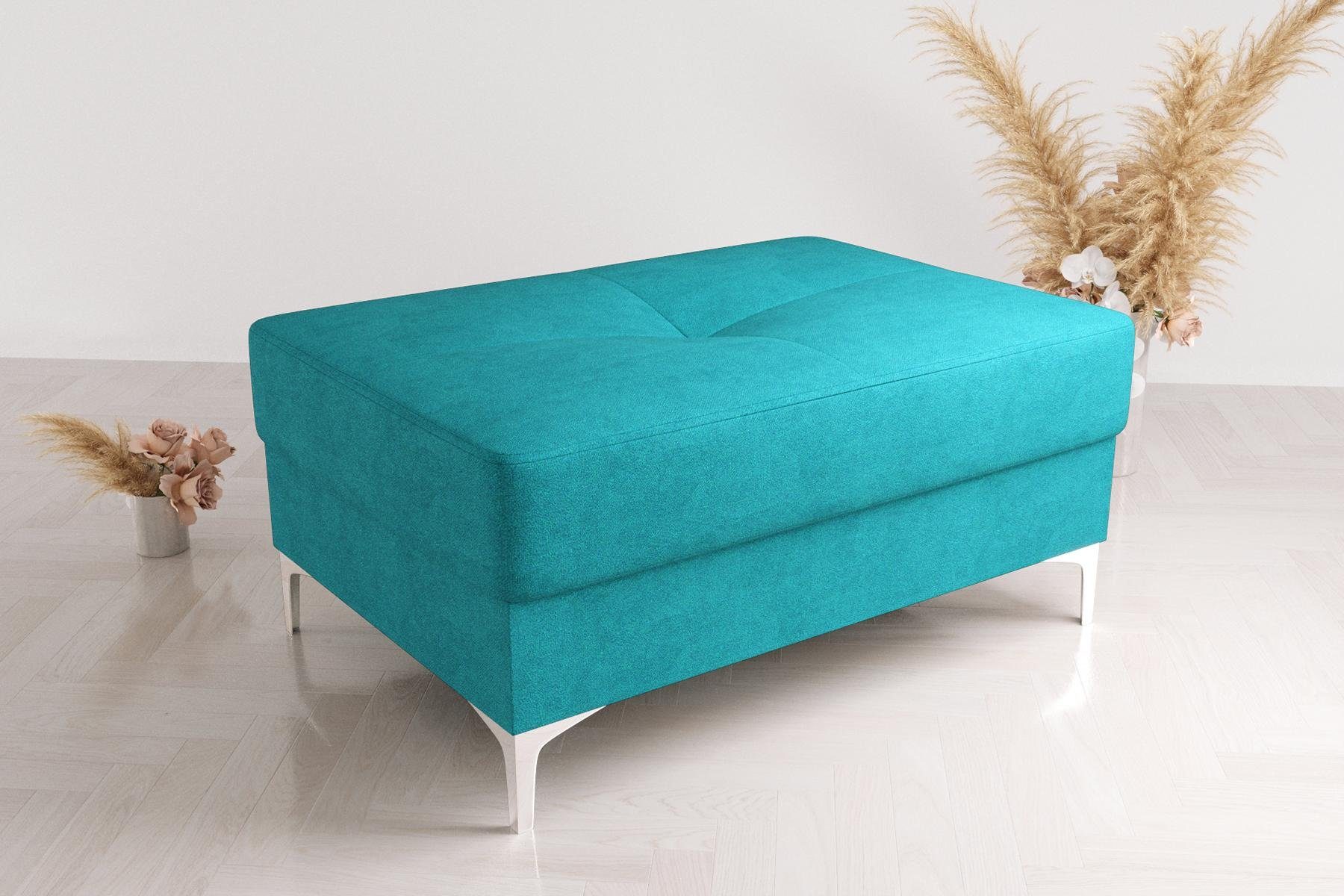 JVmoebel Polsterbank Grauer Fußhocker aus Kunstleder mit Edelstahlfüßen (1-St., Hocker), Made in Europa