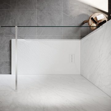 SONNI Walk-in-Dusche Walk in duschwand mit Haltestange Breite 70-120cm, Höhe 200cm, 8 mm Einscheibensicherheitsglas, mit Nano Beschichtung, mit Verstellbereich, Duschabtrennung