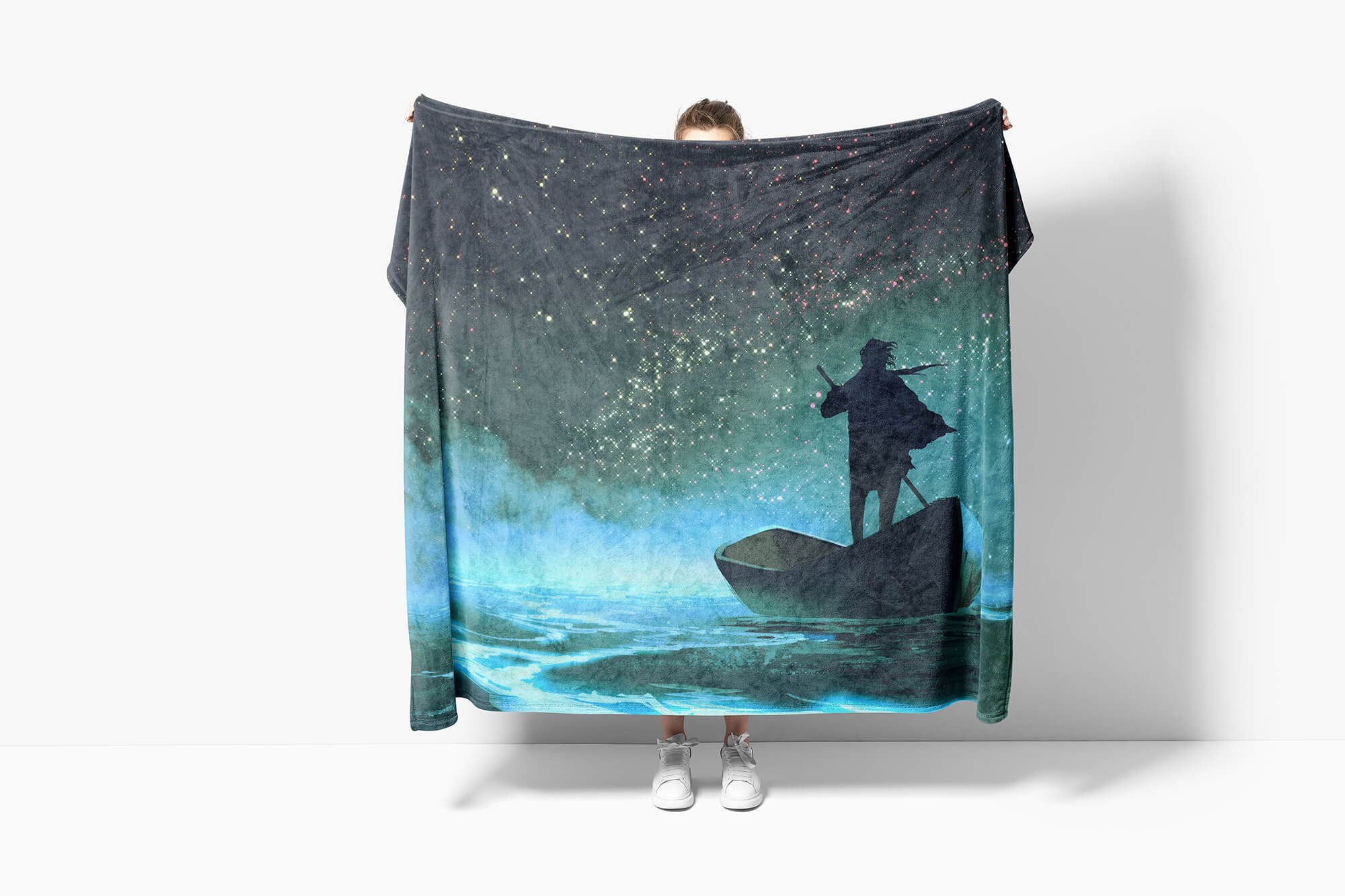 Handtücher Strandhandtuch Baumwolle-Polyester-Mix junger Mann Sinus Kuscheldecke Handtuch Fotomotiv im Handtuch Boo, mit Art Saunatuch (1-St),