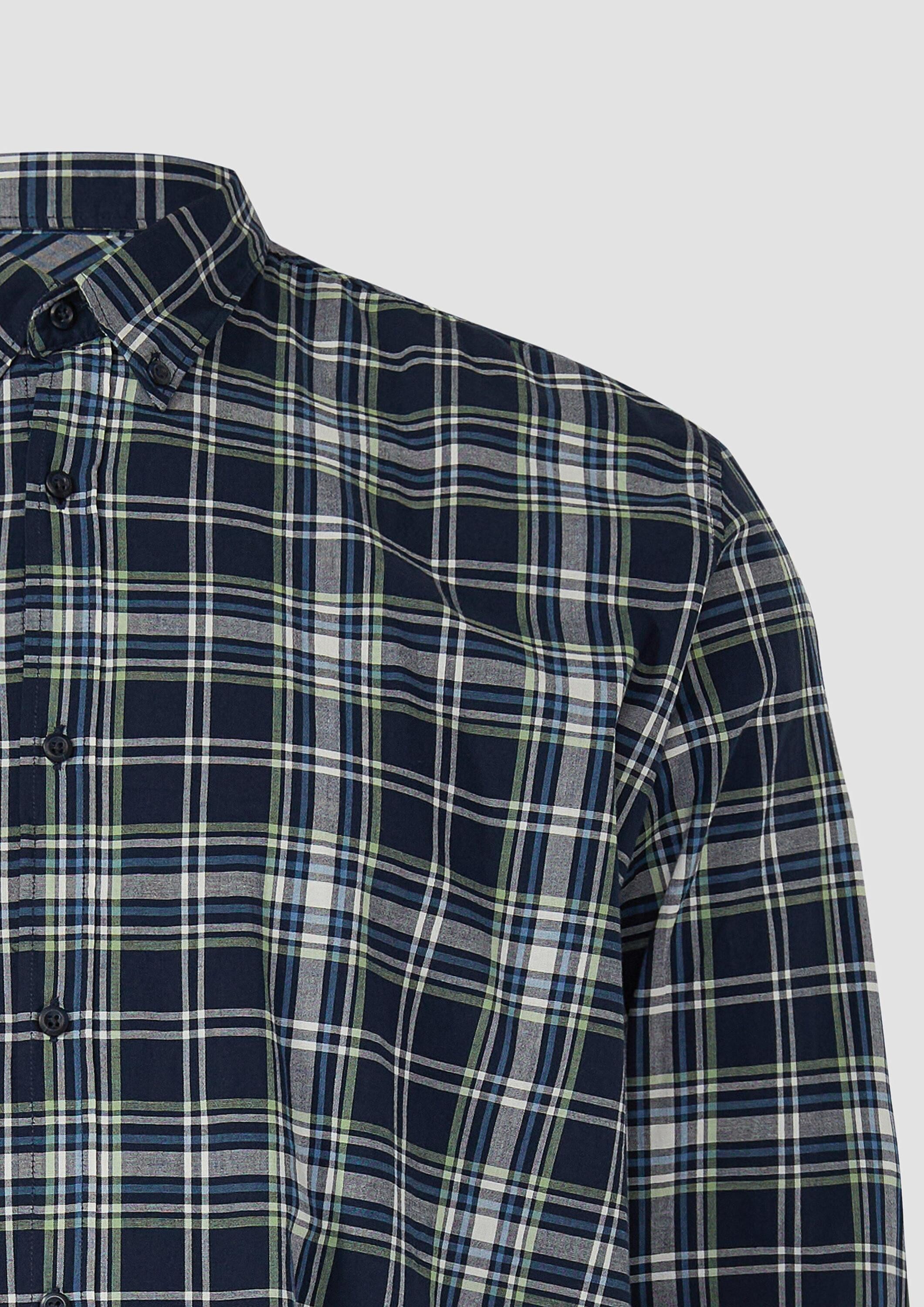 s.Oliver Langarmhemd Hemd Regular Fit: Kariertes Baumwollhemd mit Button-Down-Kragen