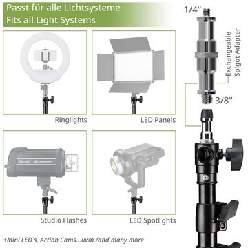 BRESSER Lampenstativset BR-TP240 PRO-1 (3 Stück) inklusive Stativtasche Lampenstativ