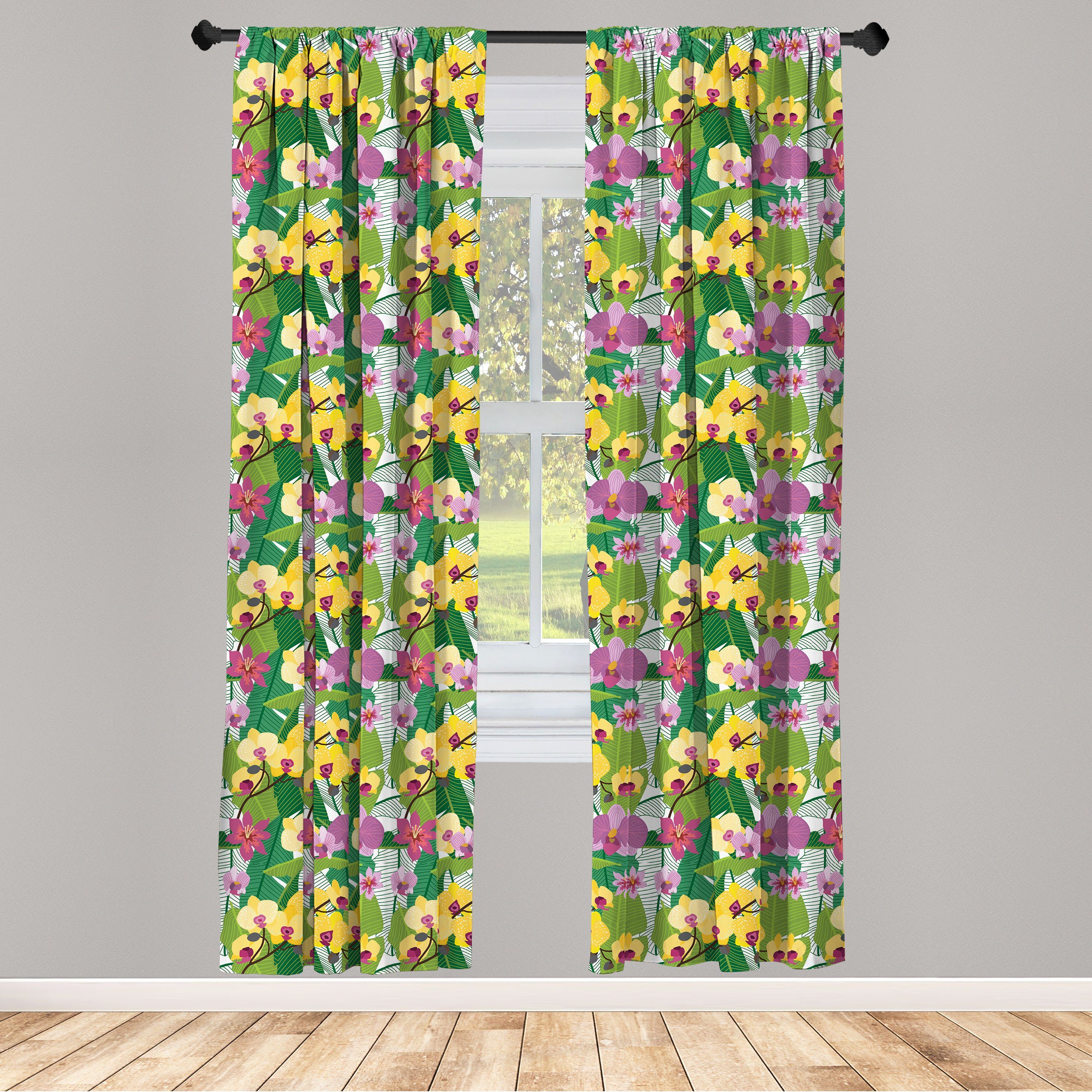 Gardine Vorhang für Wohnzimmer Schlafzimmer Dekor, Abakuhaus, Microfaser, Aloha Hawaiische tropische Blumenblatt