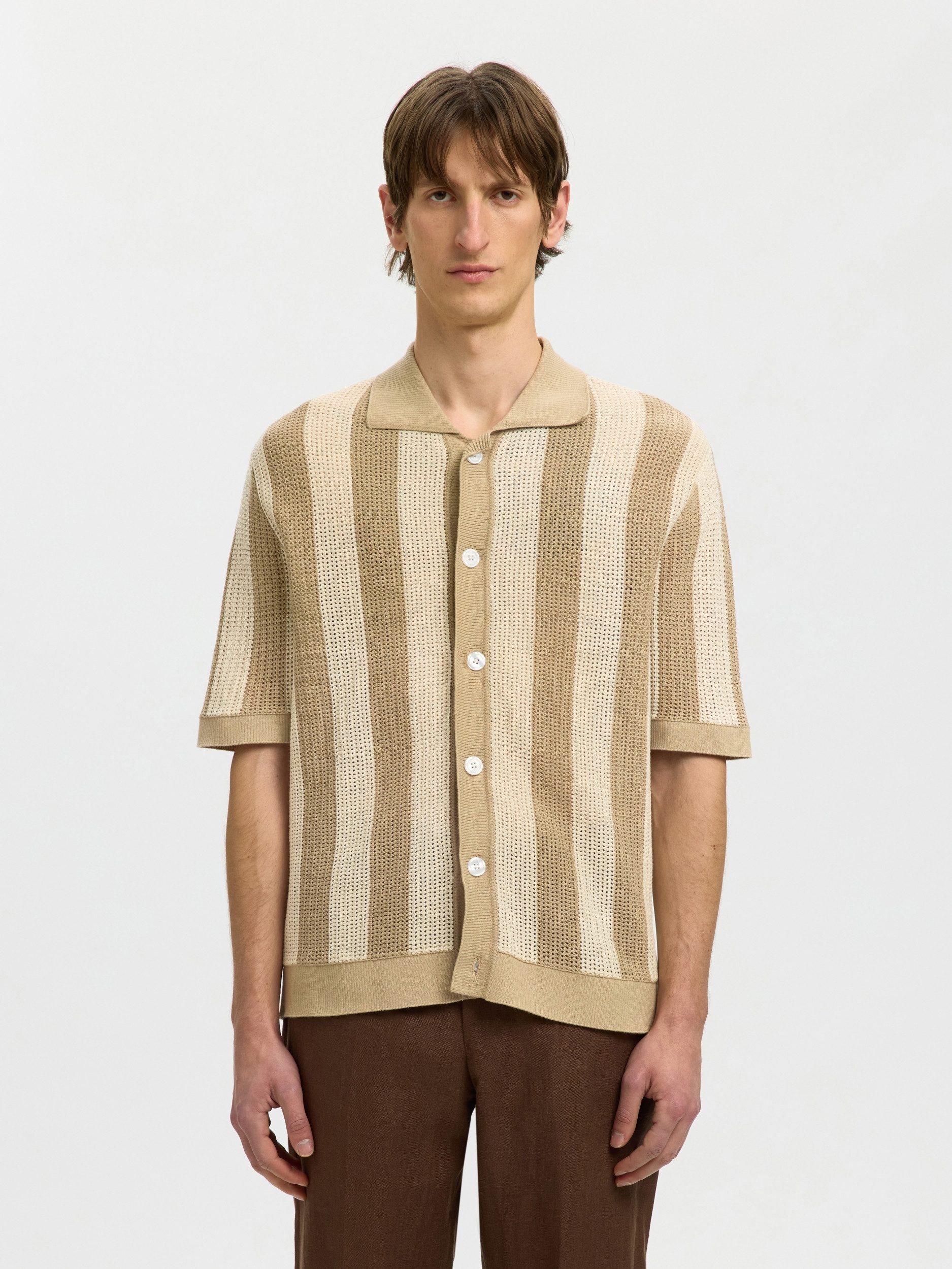 SELECTED HOMME Strickjacke SLHSHANE SS OPEN STRUC POLO CARDIGA