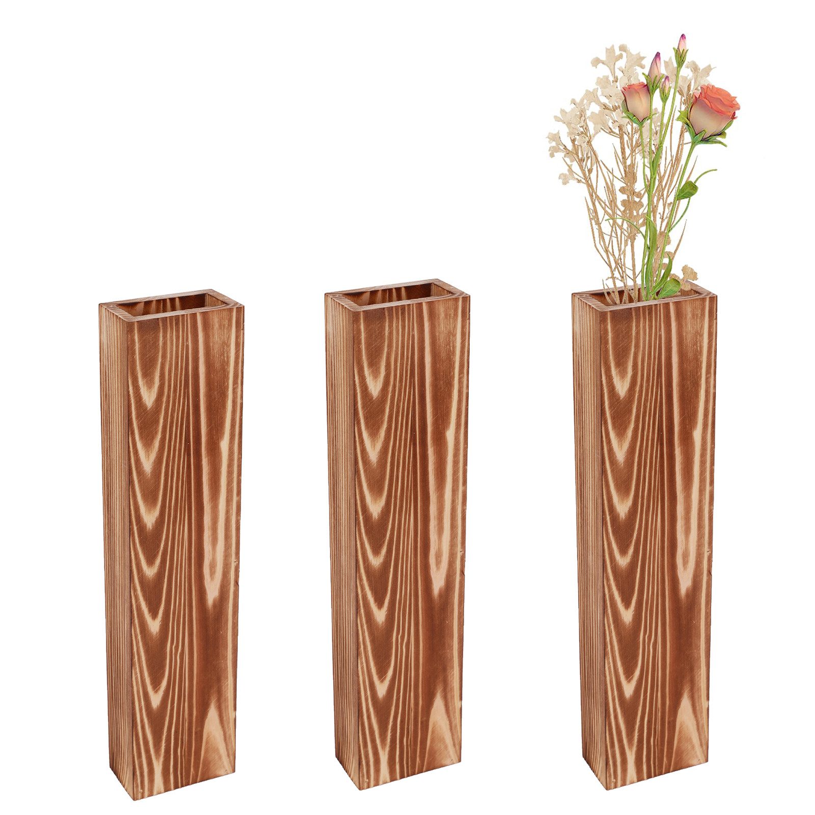 Blumentopf 3 Stück Wand Pflanzgefäße, Holz Wand Vase für Pflanzen Innen