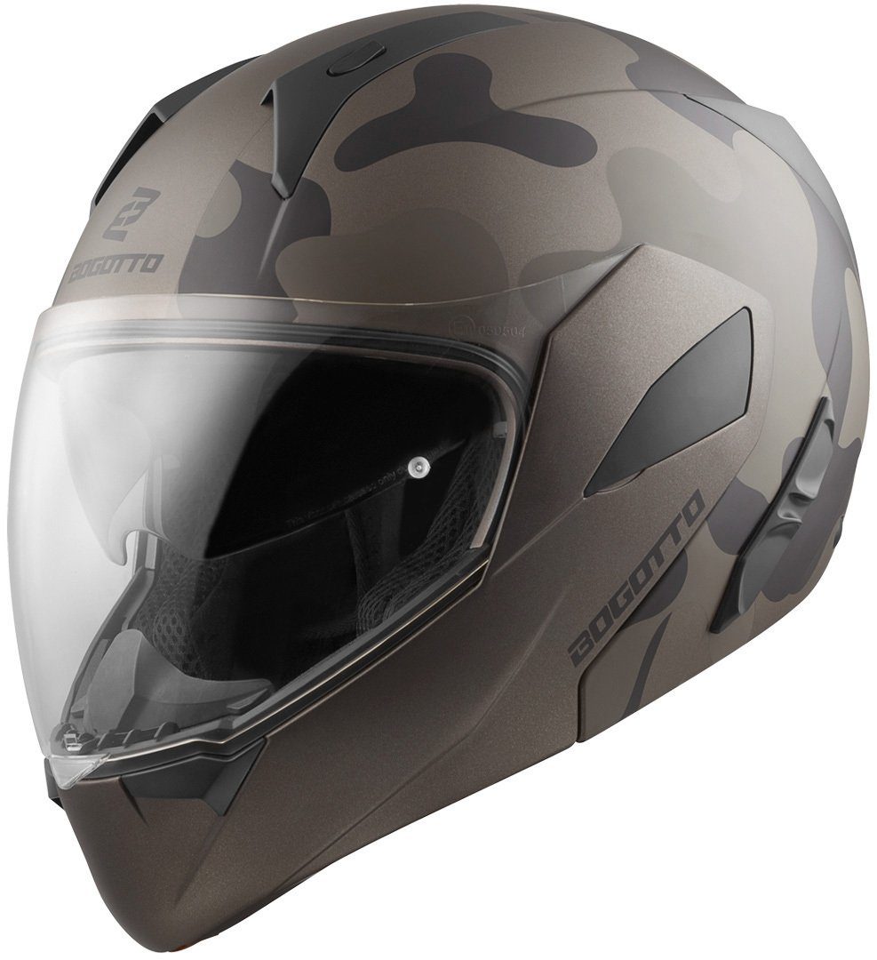 Bogotto Motorradhelm V280 Camo Klapphelm, integriertes Sonnenvisier