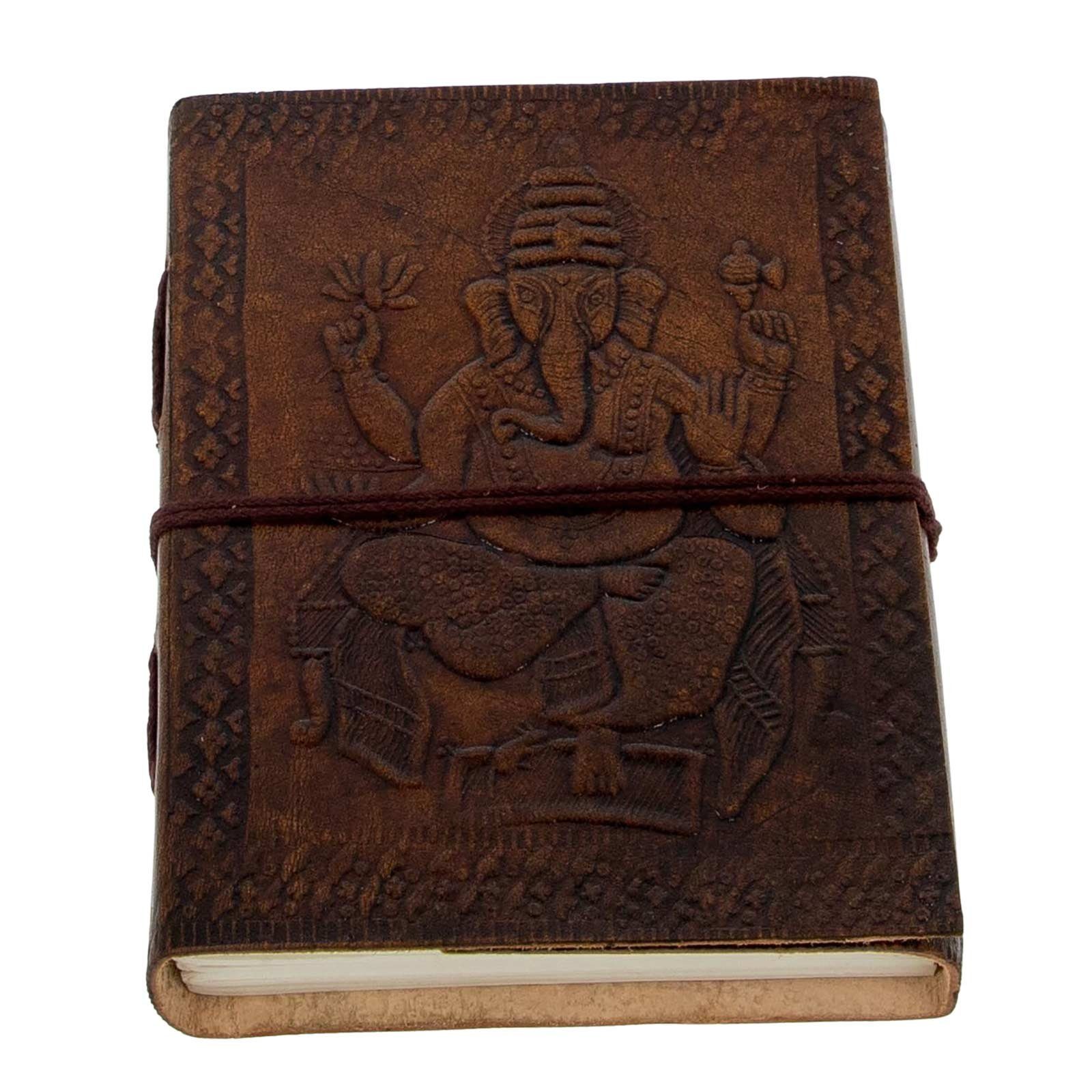 KUNST UND MAGIE Tagebuch Leder Tagebuch Lord Ganesha Notizbuch handgefertigt 11,5x15cm | Tagebücher