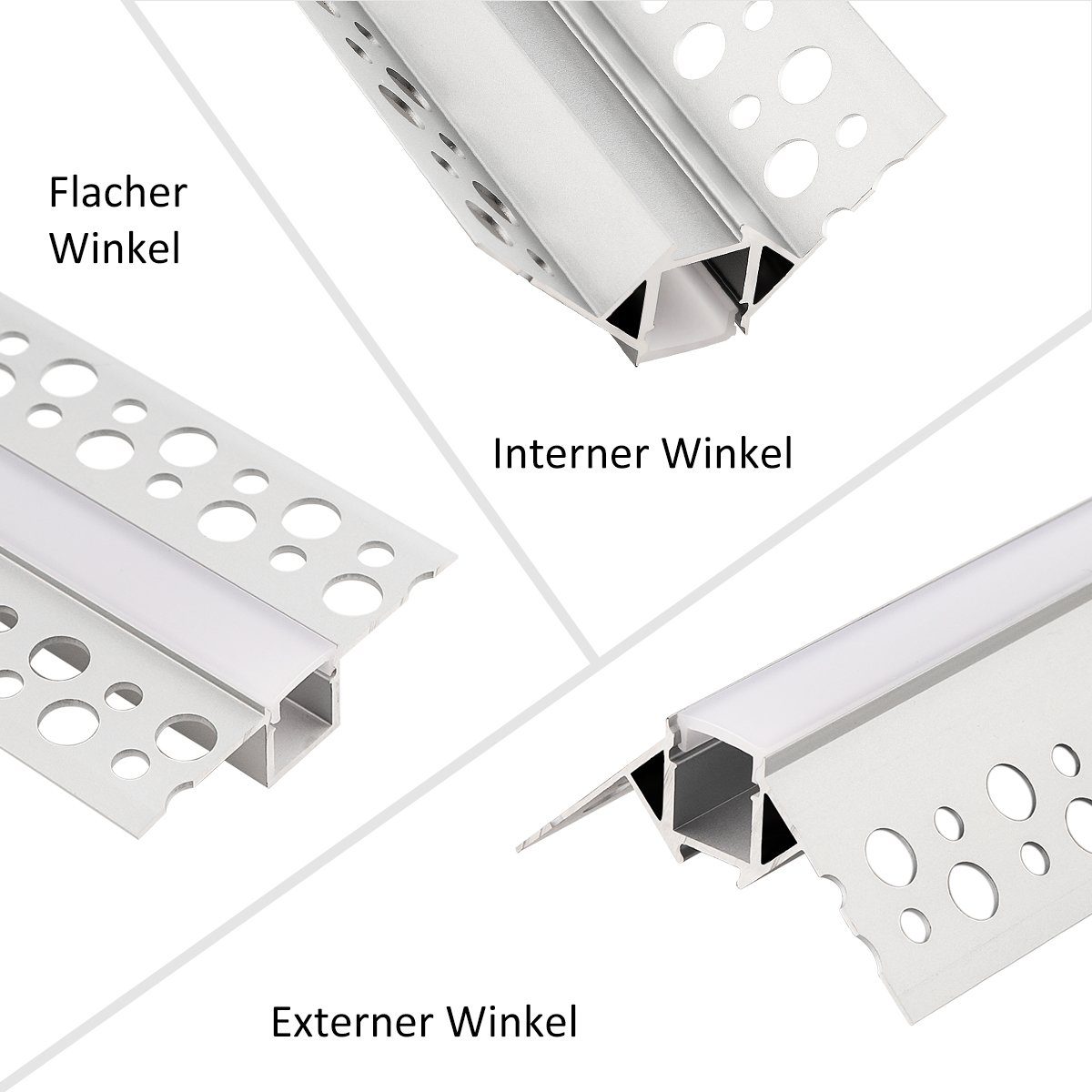 WILGOON LED-Stripe-Profil 2x LED Aluminium Profil 1 Meter Profile Alu Schiene Leiste Leuchte, für Streifen Beleuchtung Kanal Aluprofil Profile