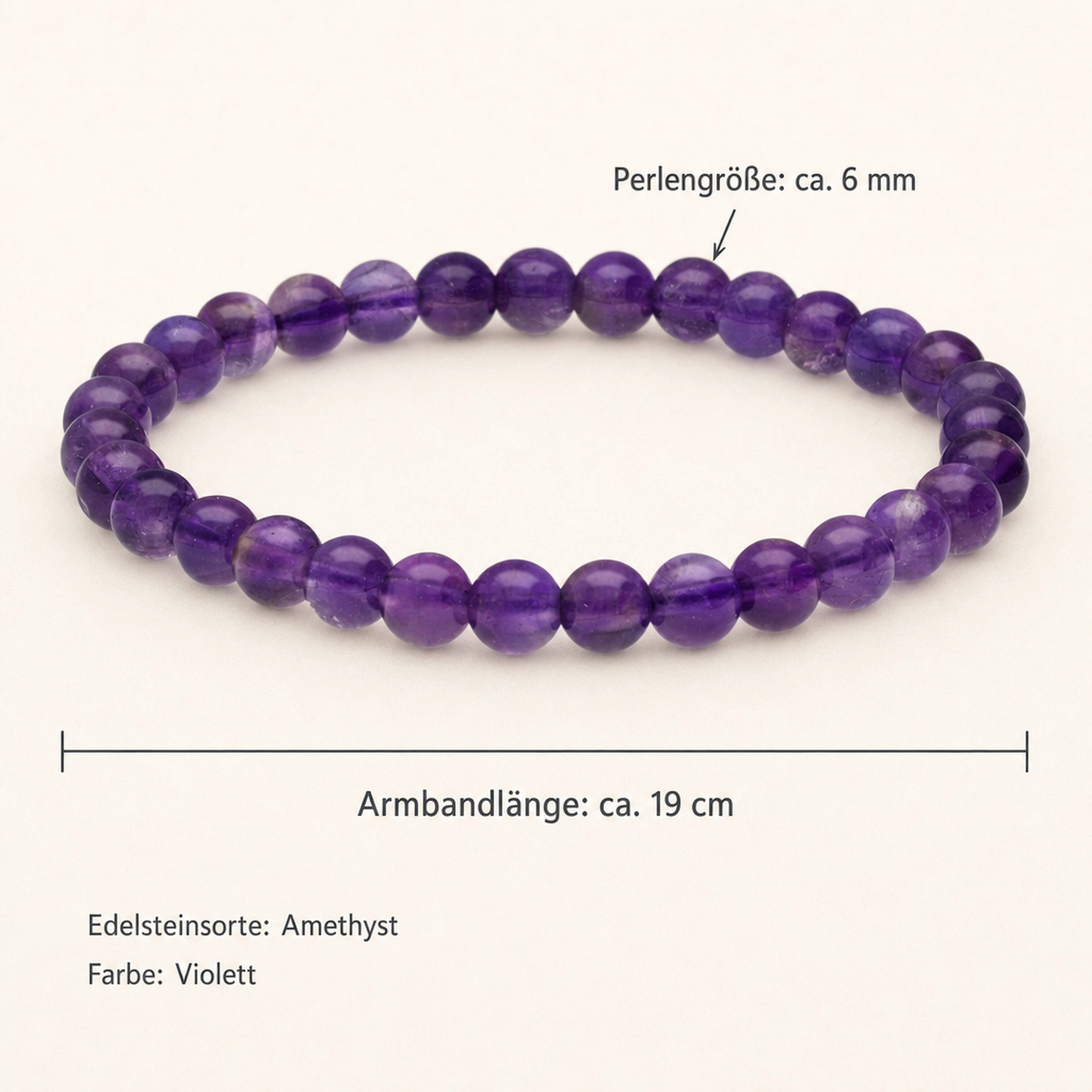 Lebensquelle Plus Armband Amethyst Kugelarmband, 6 mm – Bild 3 von 5