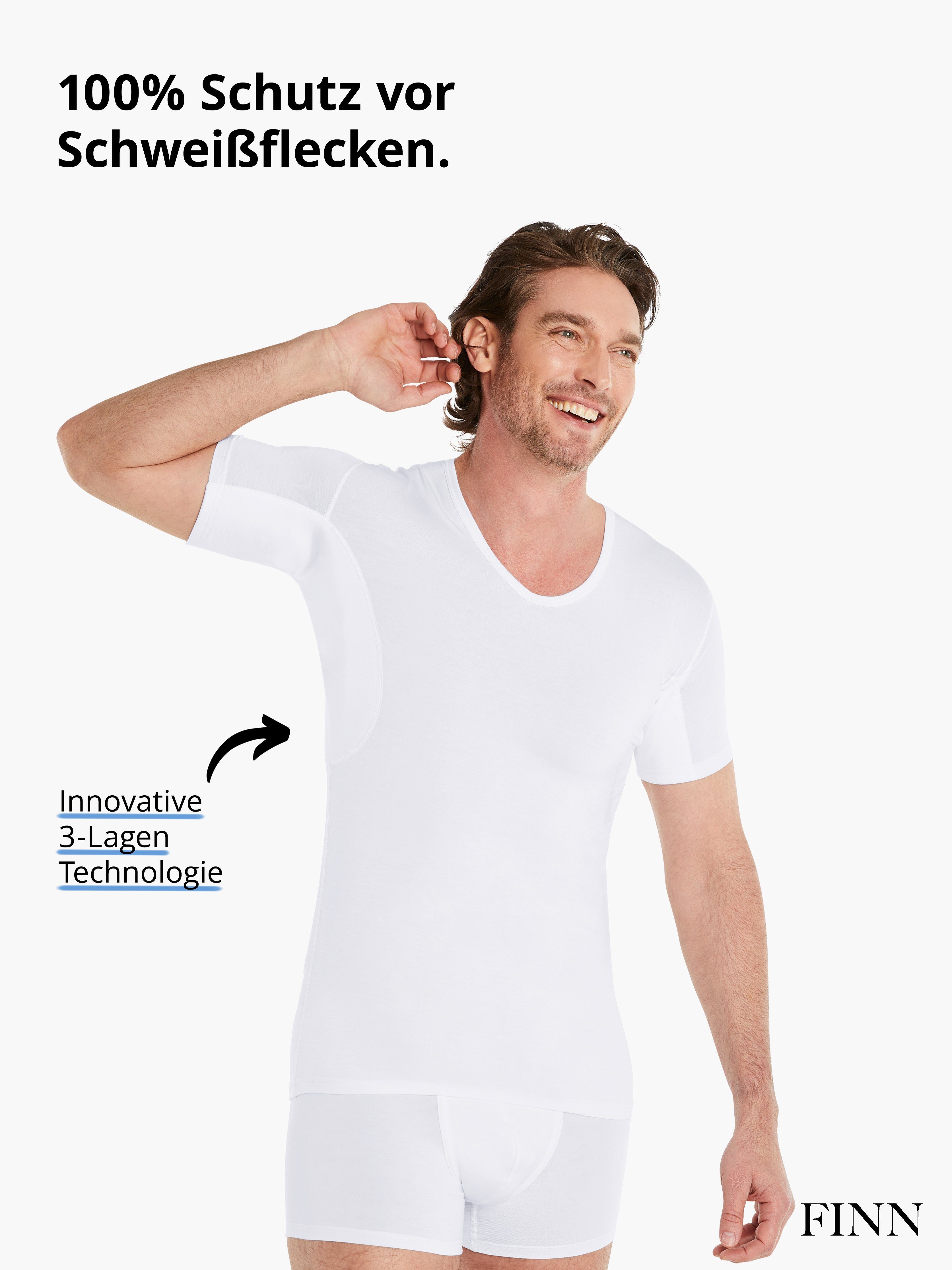 vor Rücken garantierte am Unterhemd FINN Schutz zusätzlicher Wirkung 100% Einlage mit Anti-Schweiß Design Schweißflecken, Unterhemd Herren