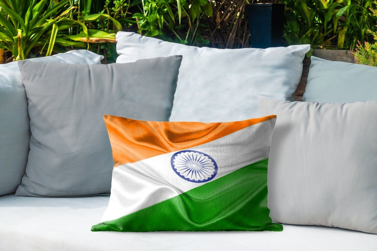 MuchoWow Dekokissenbezug, Outdoor-Dekorationskissen, Dekokissen der Polyester, Nahaufnahme Kissenhülle Indien, Flagge von