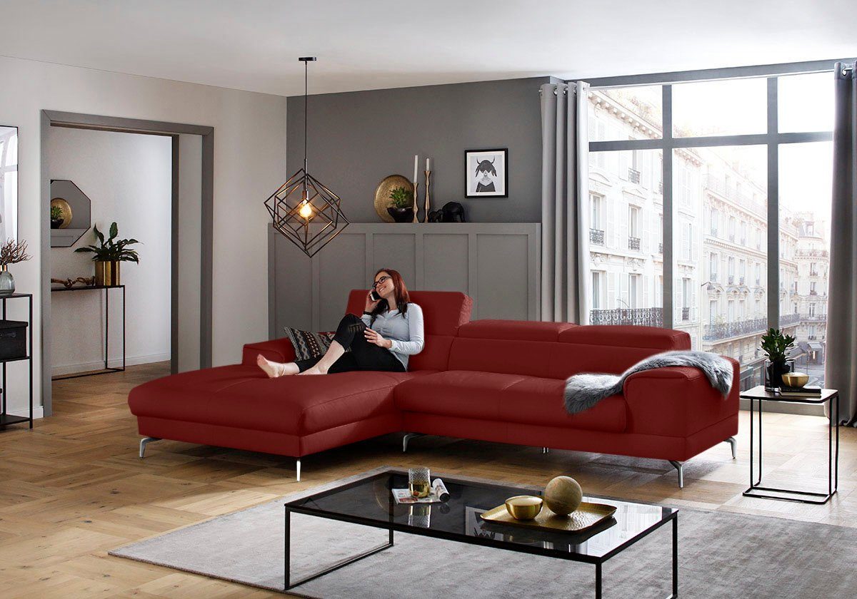 W.SCHILLIG Ecksofa piedroo, Designsofa mit tollem Sitzkomfort, bequem und elegant, L-Form, Kopfteilverstellung, wahlweise mit Sitztiefenverstellung, Breite 303cm
