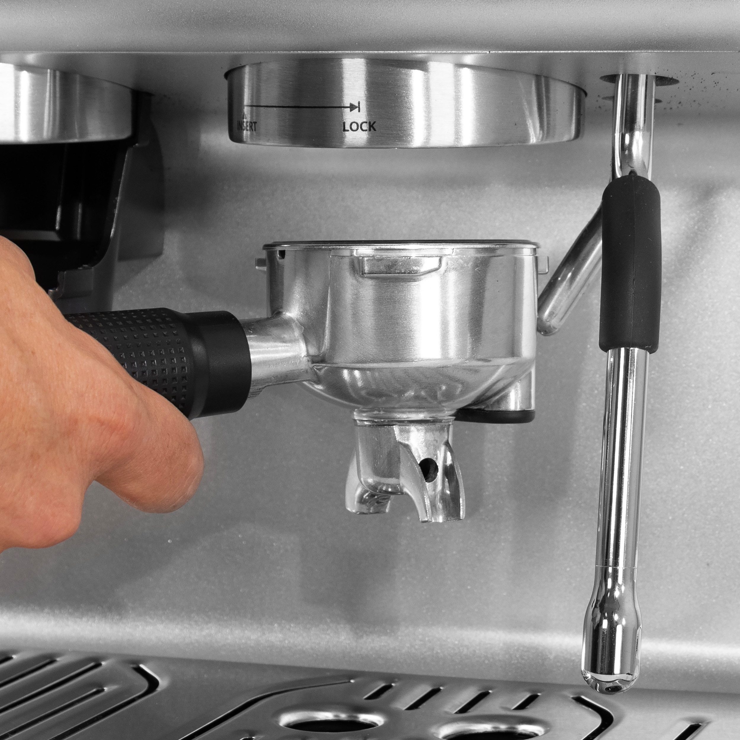 Krups Espressomaschine XP801T Precision, Siebträger, mit Mahlwerk, intuitive Bedienfläche, Pre-Infusion-Einstellungen
