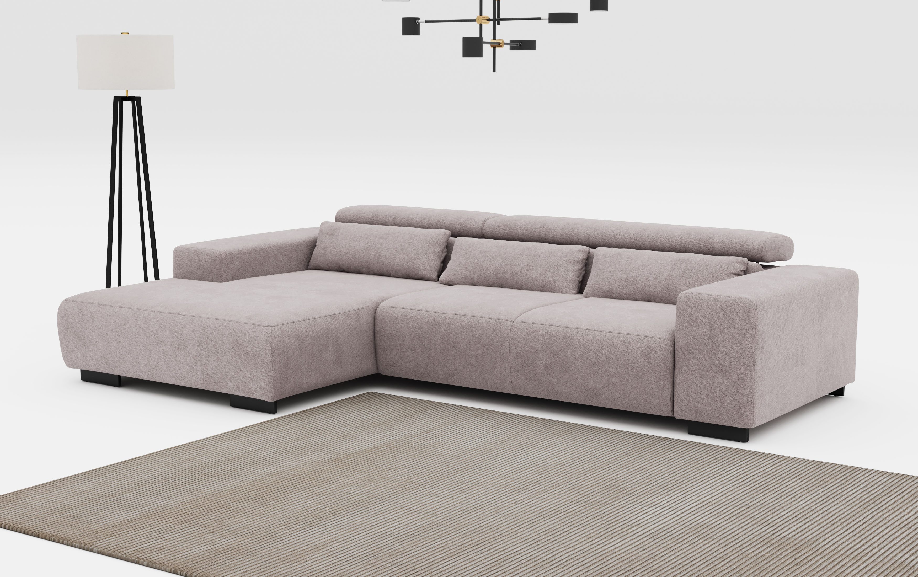 COTTA Ecksofa "Side L-Form, mit Kopfteilverstellung & 3 Nierenkissen" optio günstig online kaufen